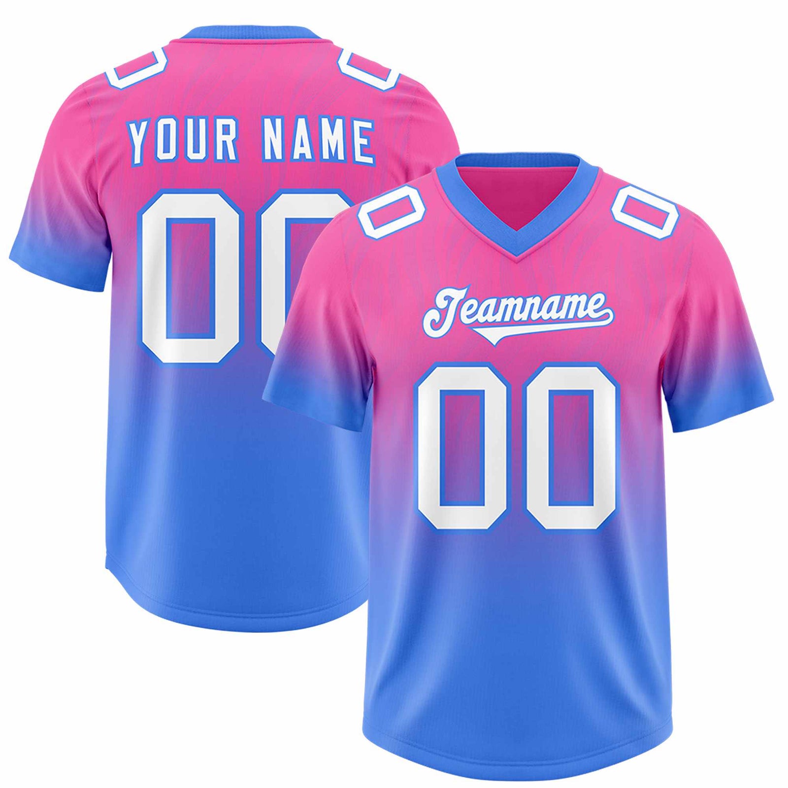 Custom Pink Powder Blue Gradient Fashion Outdoor Authentic Football Jersey