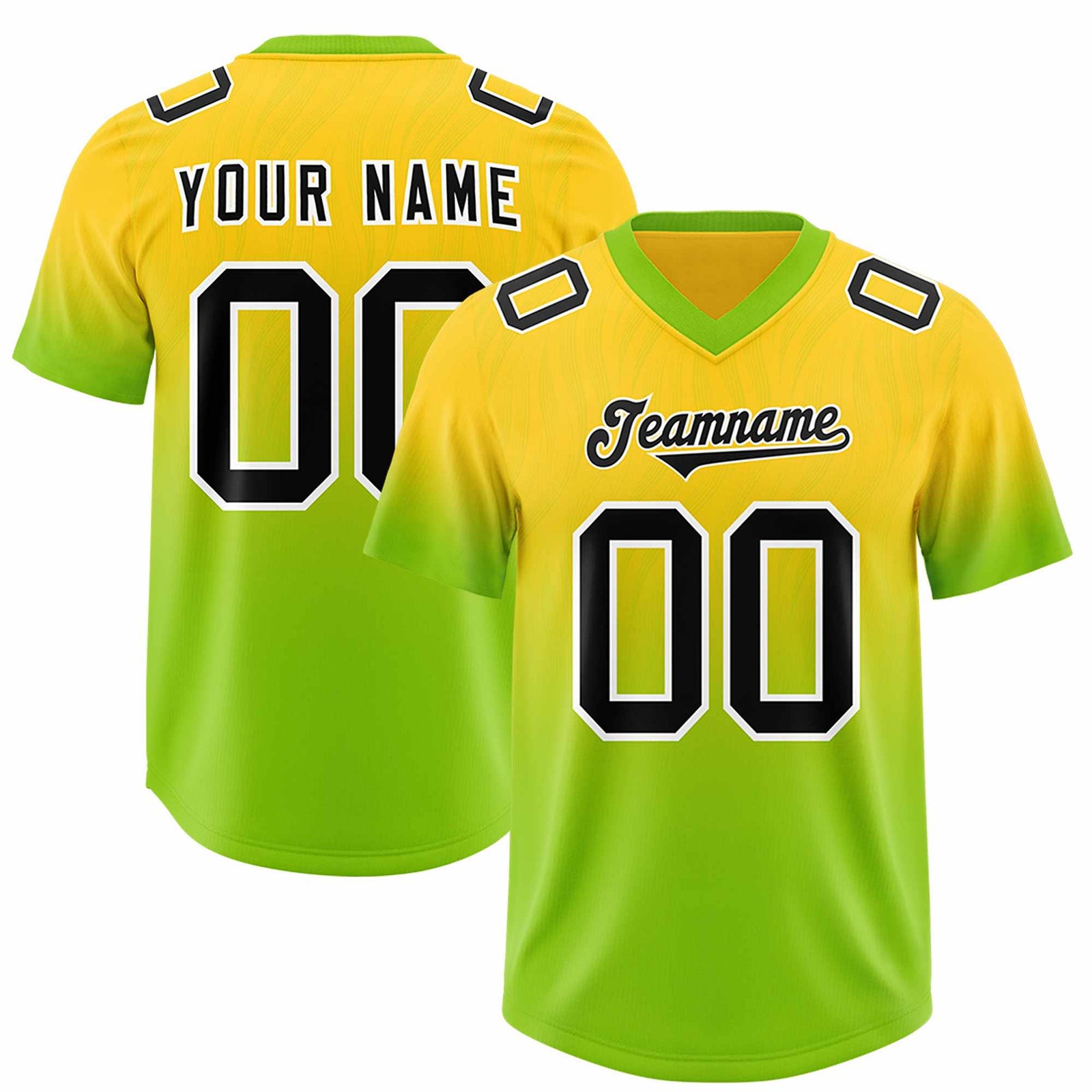 Custom Gold Neon Green Gradient Fashion Outdoor Authentic Football Jersey