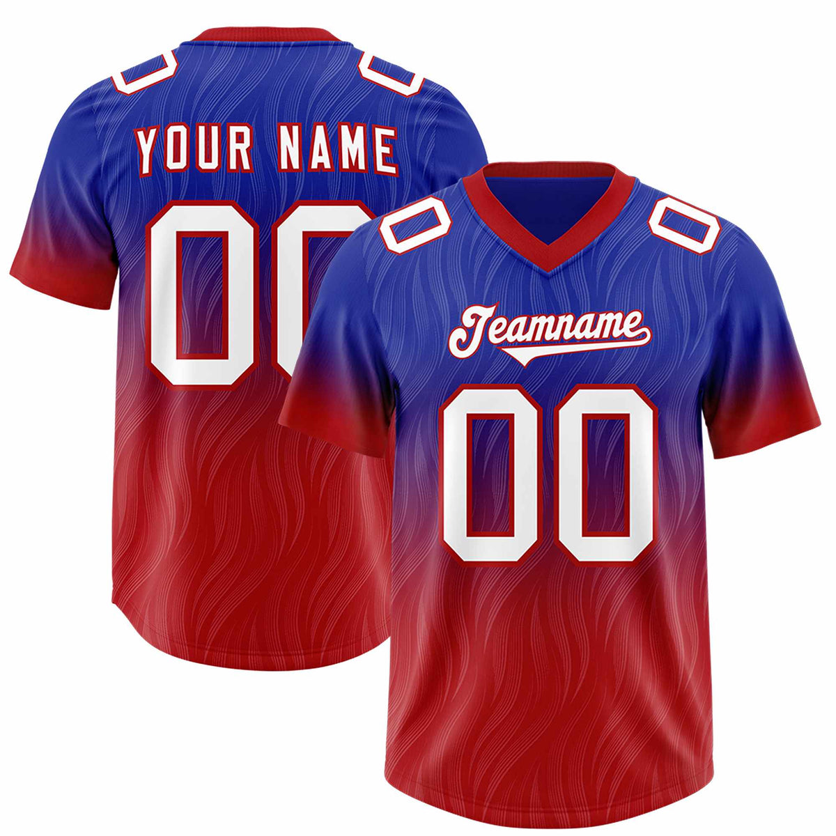 Custom Royal Red Gradient Fashion Outdoor Authentic Football Jersey