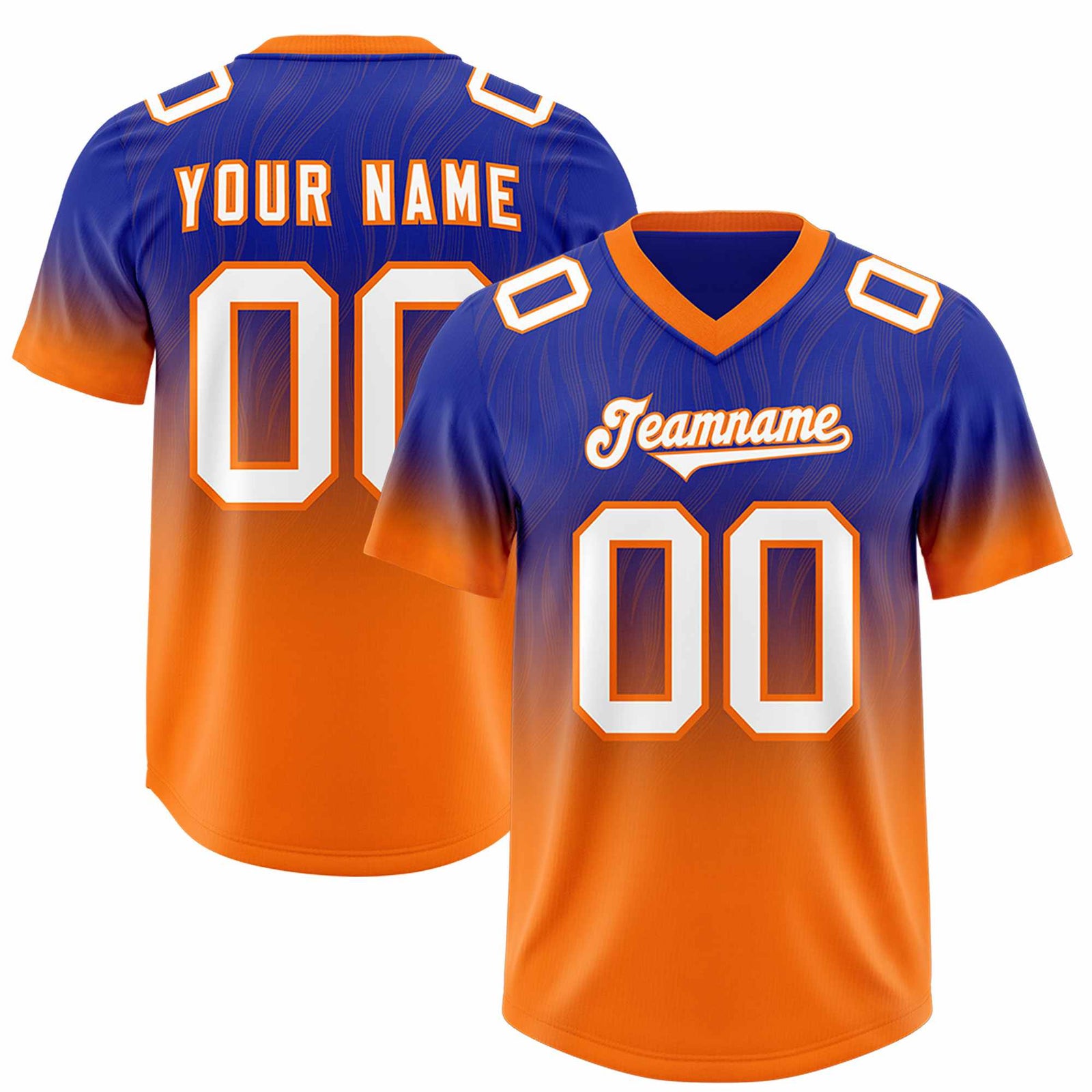 Custom Royal Orange Gradient Fashion Outdoor Authentic Football Jersey