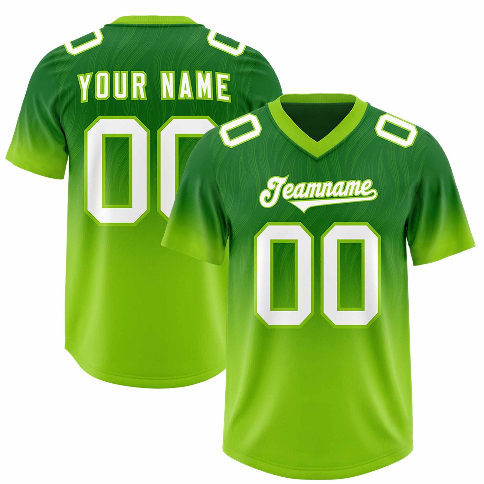 Custom Kelly Green Neon Green Gradient Fashion Outdoor Authentic Football Jersey