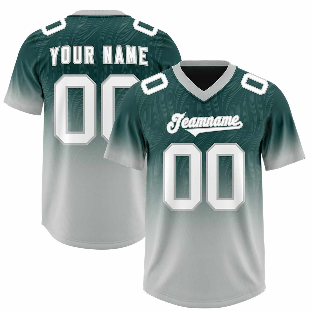 Custom Midnight Green Gray Gradient Fashion Outdoor Authentic Football Jersey