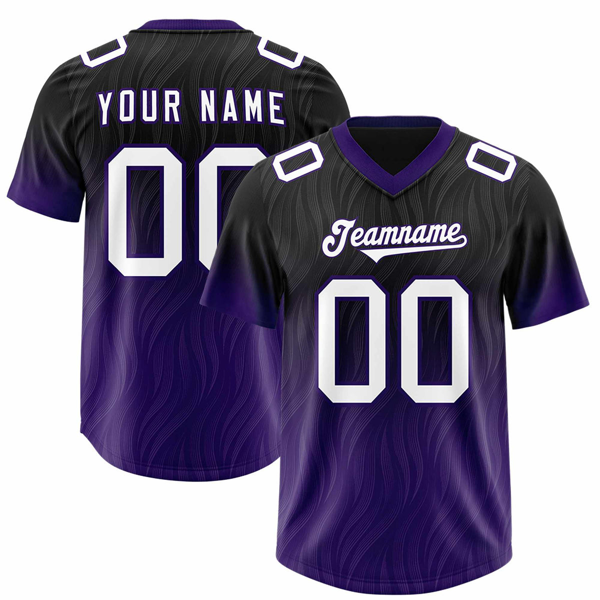 Custom Black Purple Gradient Fashion Outdoor Authentic Football Jersey