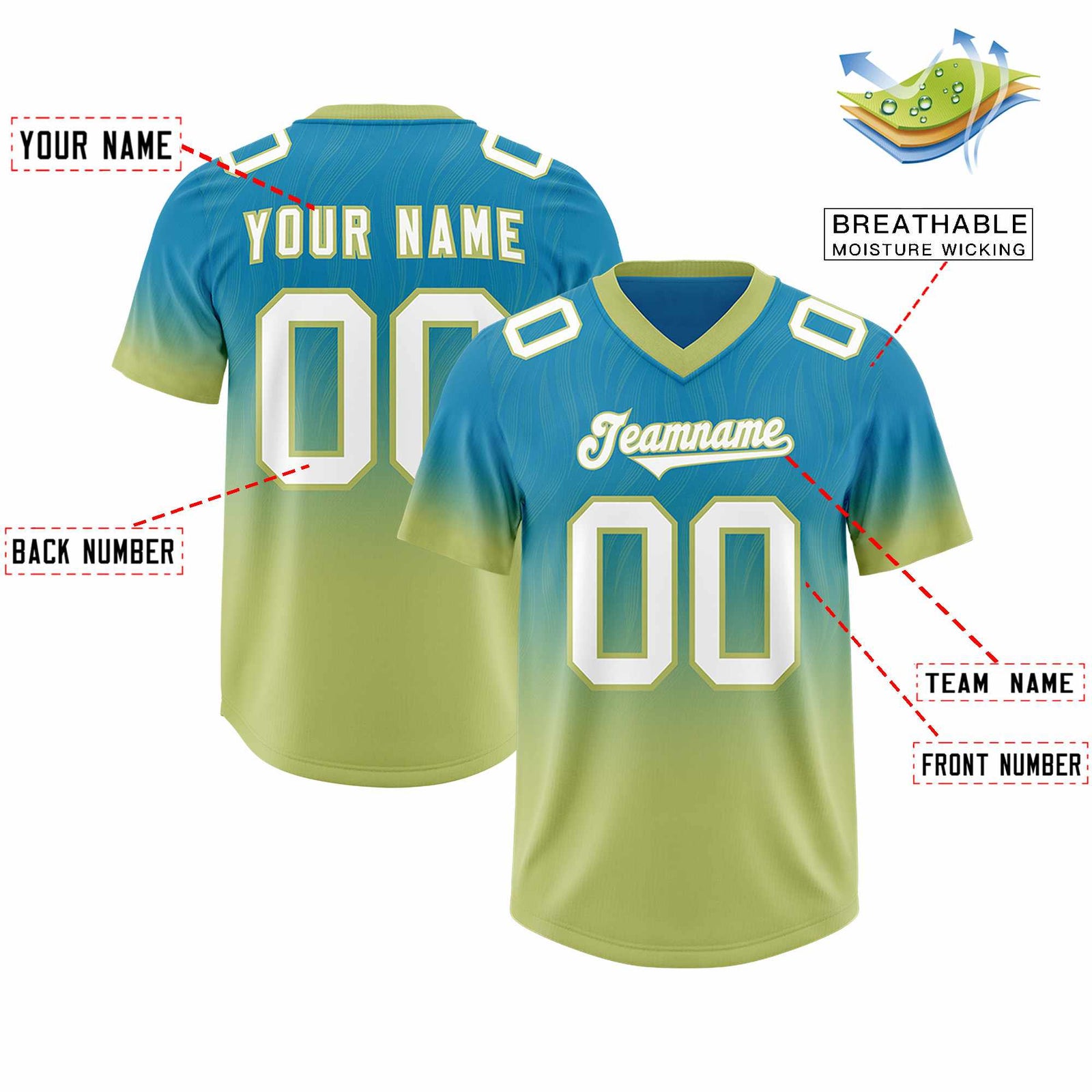 Custom Panther Blue Champagne Gradient Fashion Outdoor Authentic Football Jersey