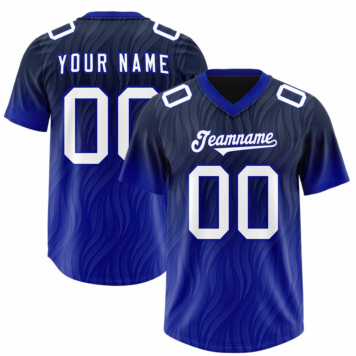Custom Navy Royal Gradient Fashion Outdoor Authentic Football Jersey