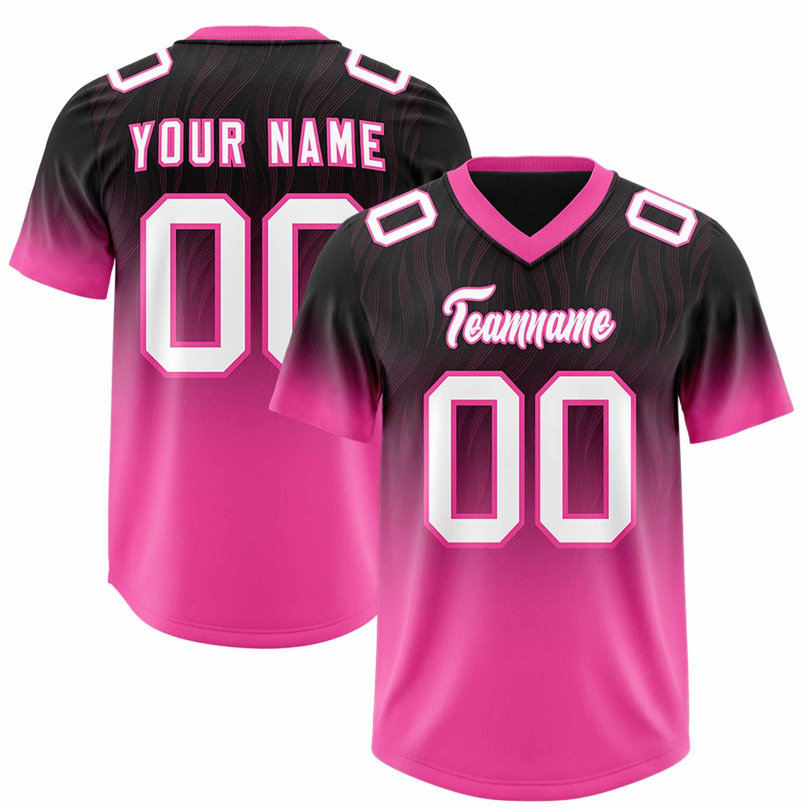 Custom Black Pink Gradient Fashion Outdoor Authentic Football Jersey
