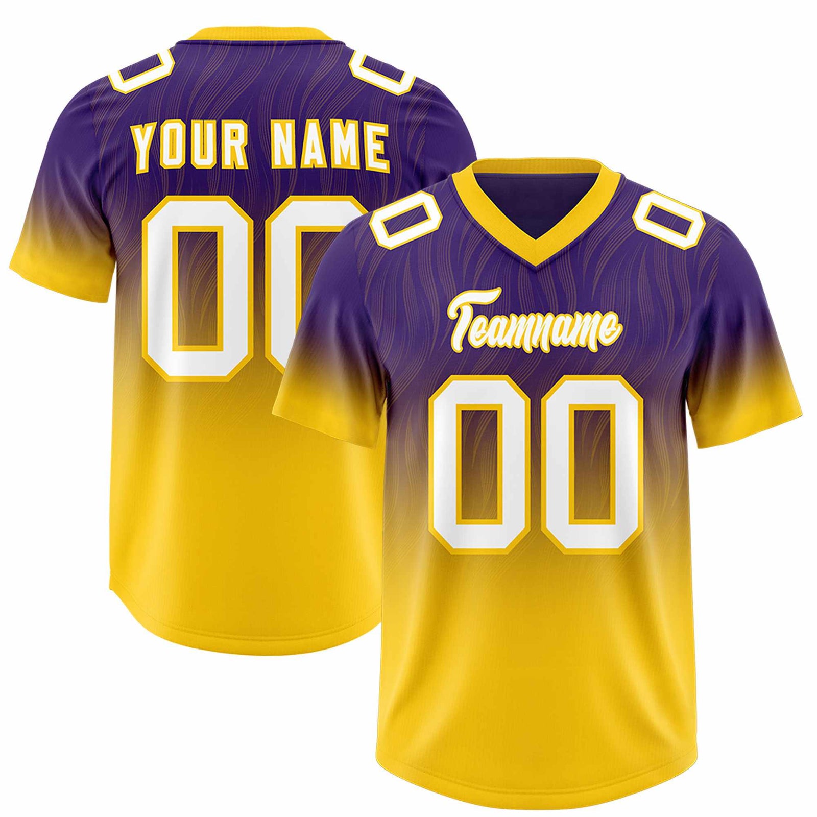 Custom Purple Gold Gradient Fashion Outdoor Authentic Football Jersey