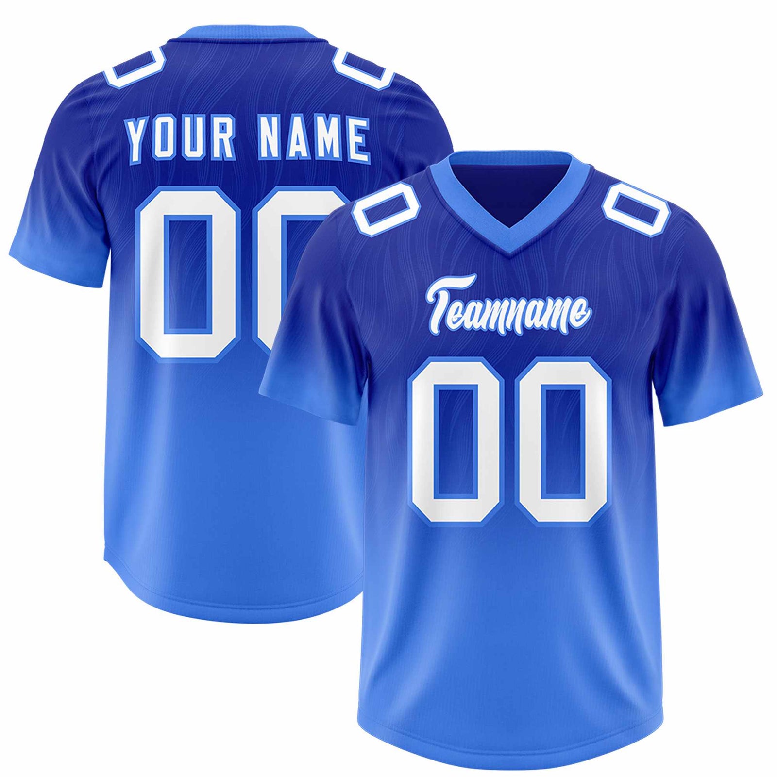 Custom Royal Powder Blue Gradient Fashion Outdoor Authentic Football Jersey