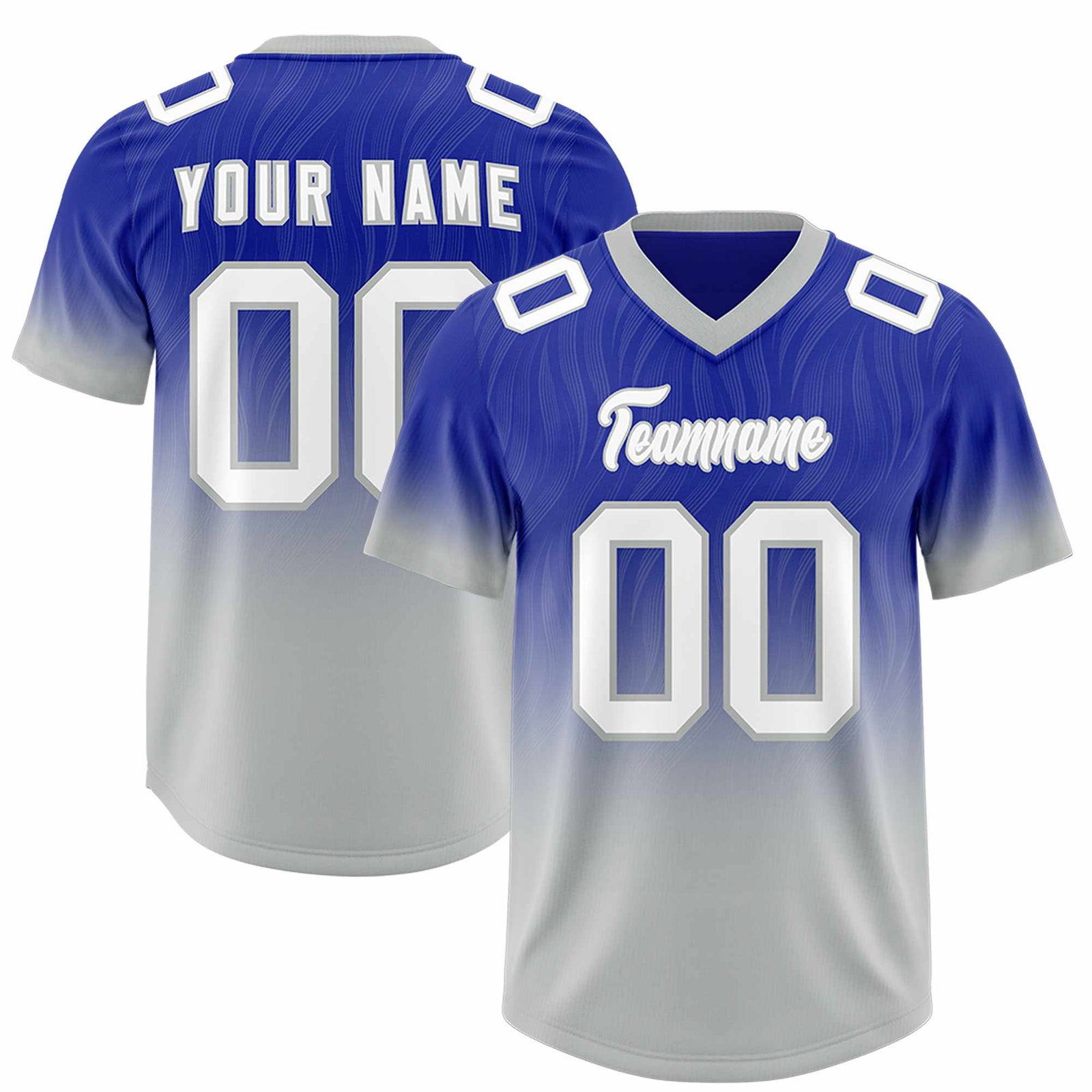 Custom Royal Gray Gradient Fashion Outdoor Authentic Football Jersey