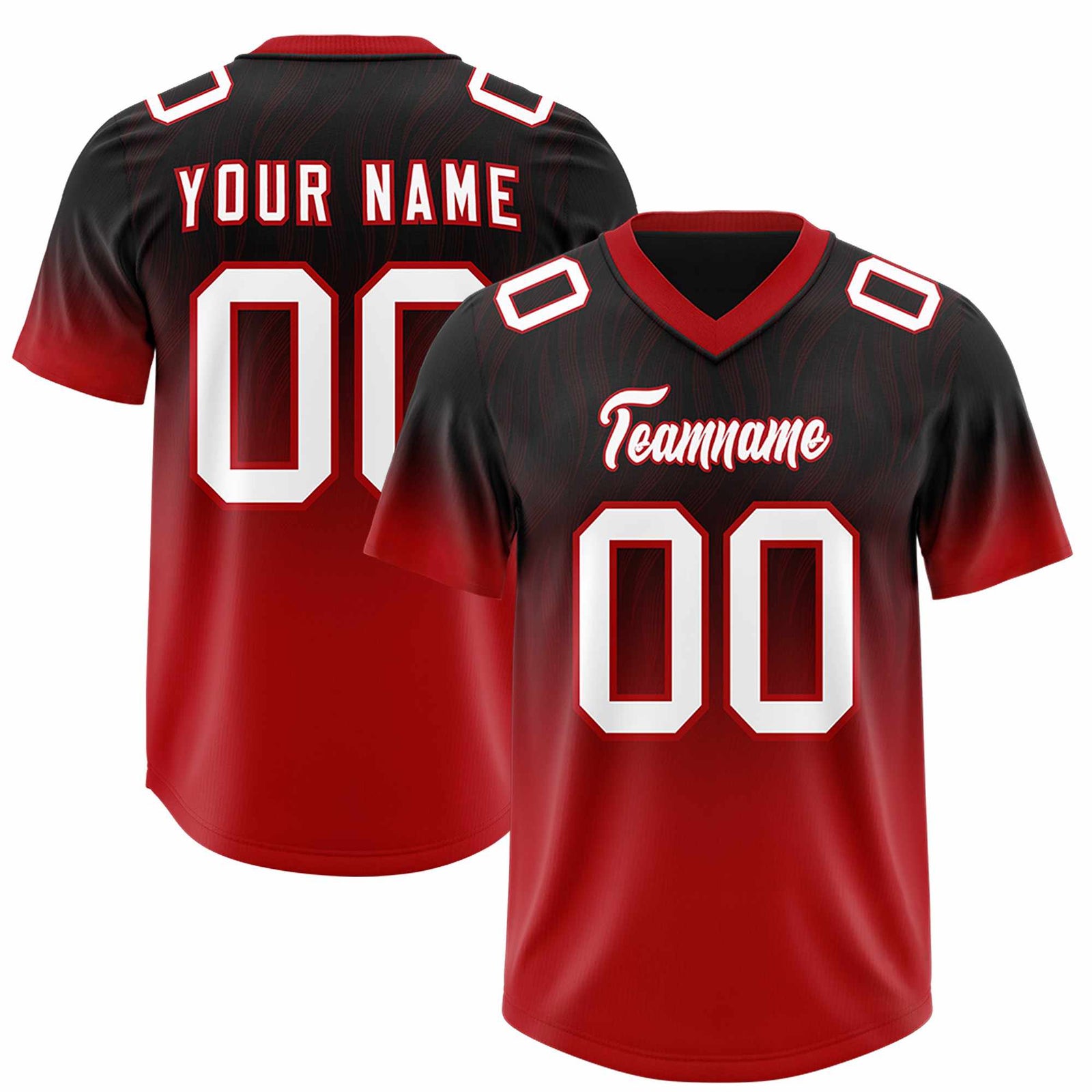 Custom Black Red Gradient Fashion Outdoor Authentic Football Jersey