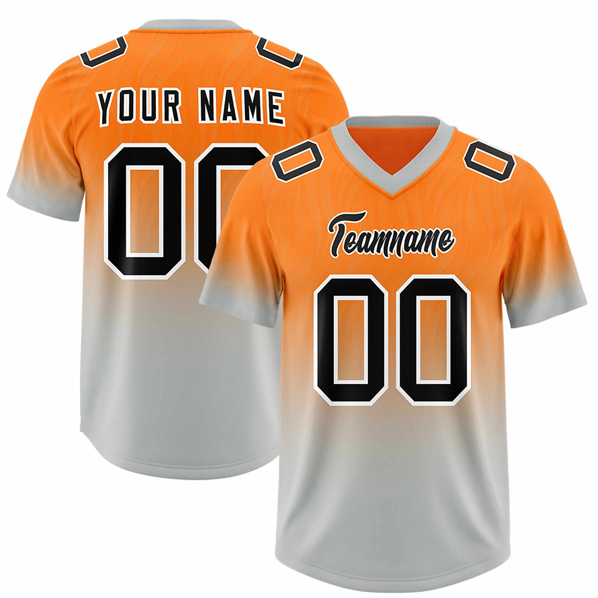 Custom Orange Gray Gradient Fashion Outdoor Authentic Football Jersey