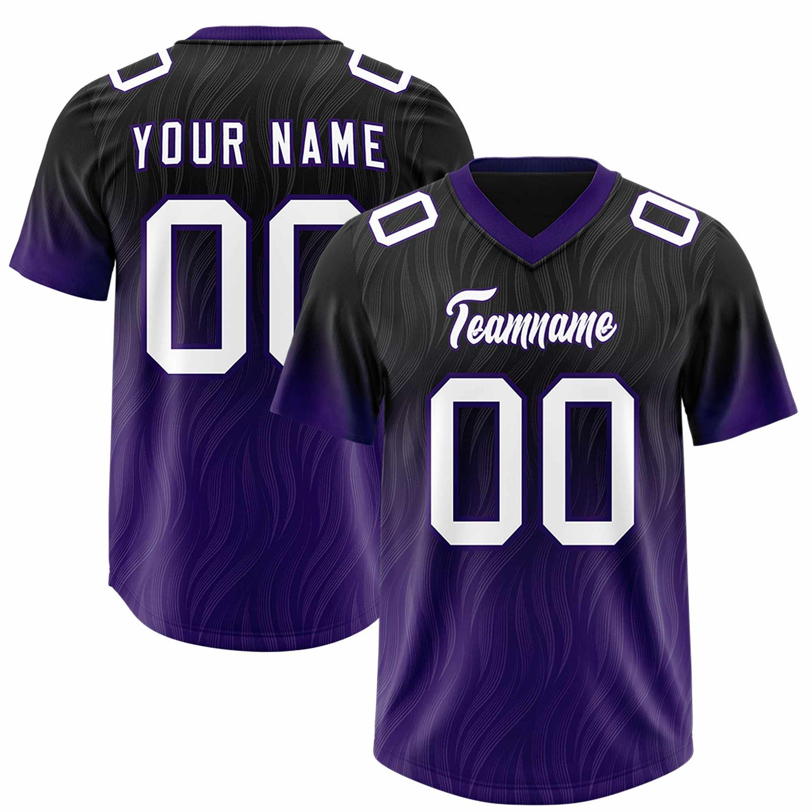 Custom Black Purple Gradient Fashion Outdoor Authentic Football Jersey
