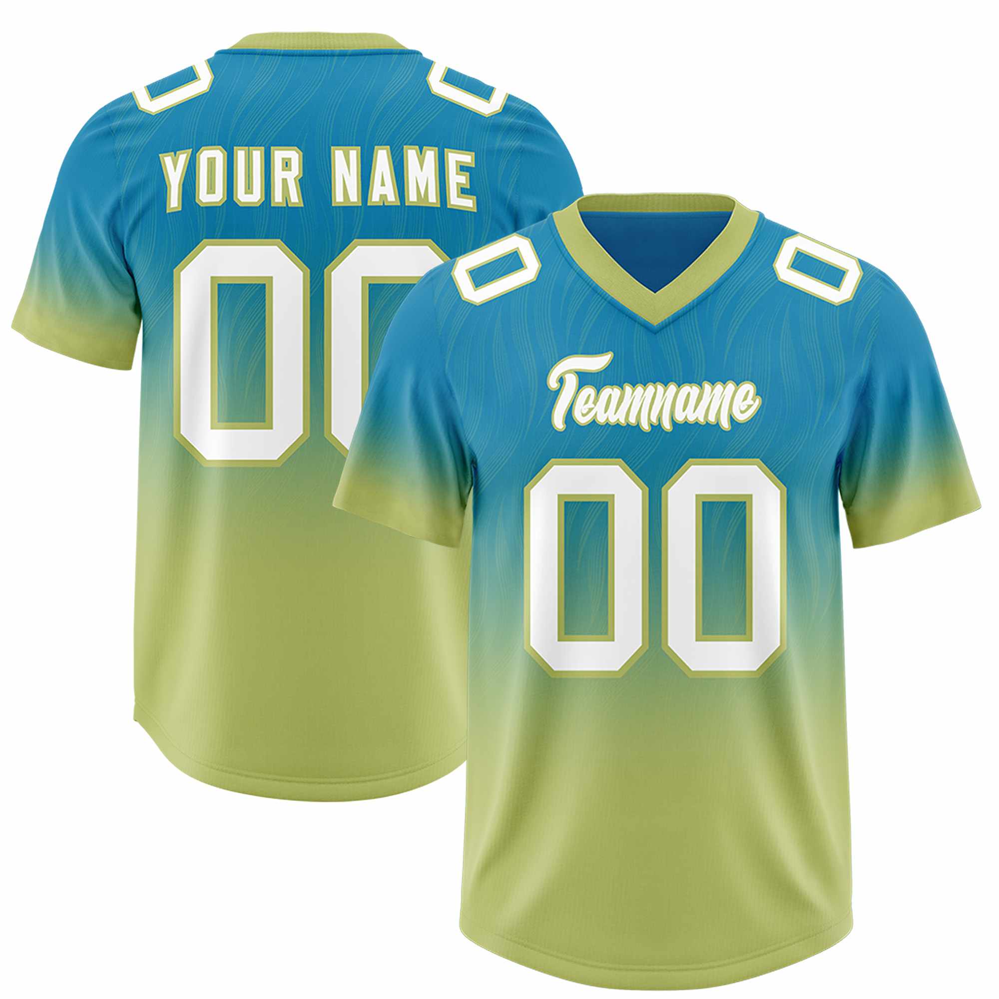 Custom Panther Blue Champagne Gradient Fashion Outdoor Authentic Football Jersey