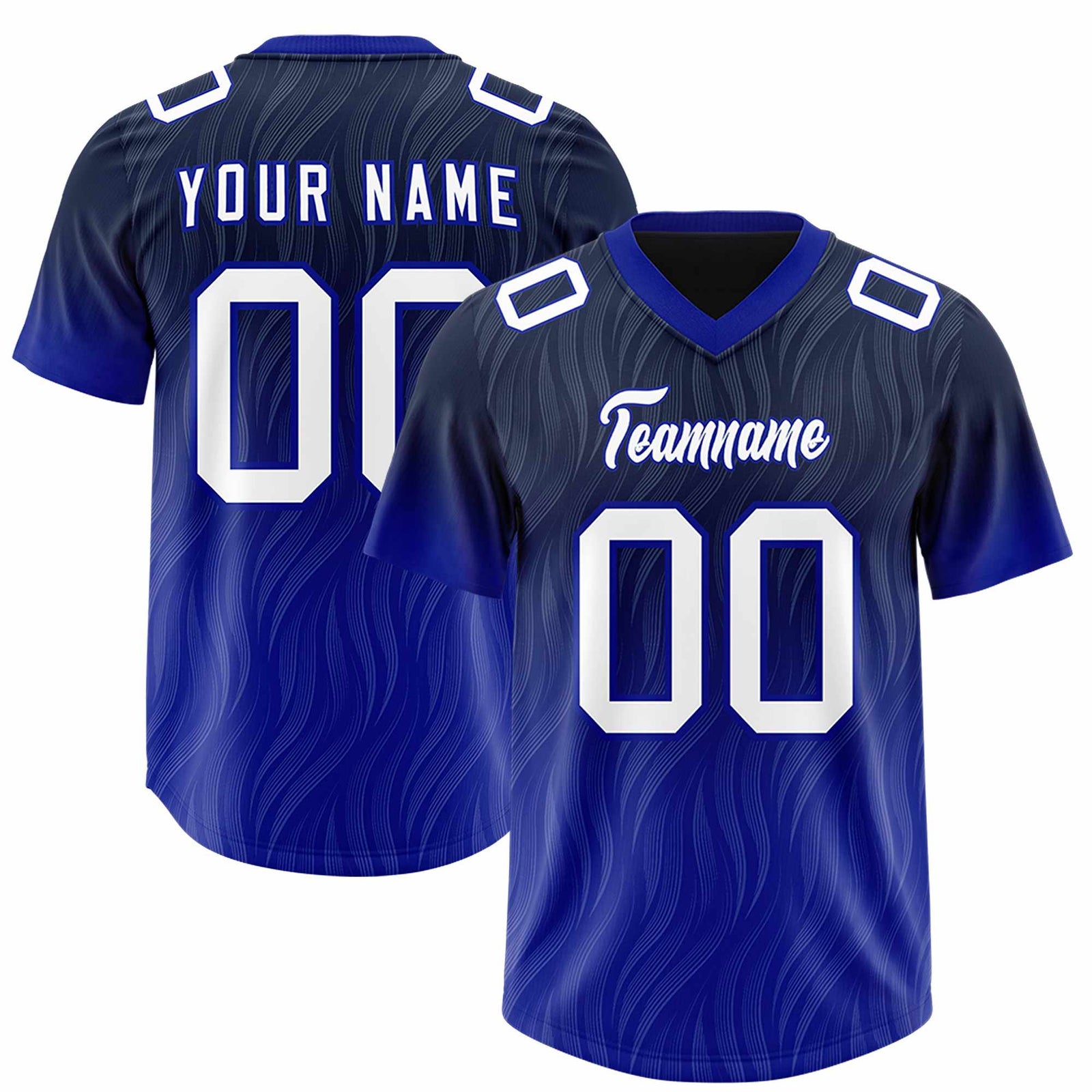 Custom Navy Royal Gradient Fashion Outdoor Authentic Football Jersey
