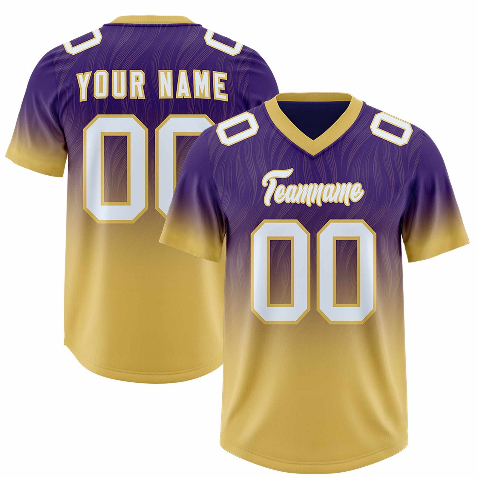 Custom Purple Old Gold Gradient Fashion Outdoor Authentic Football Jersey