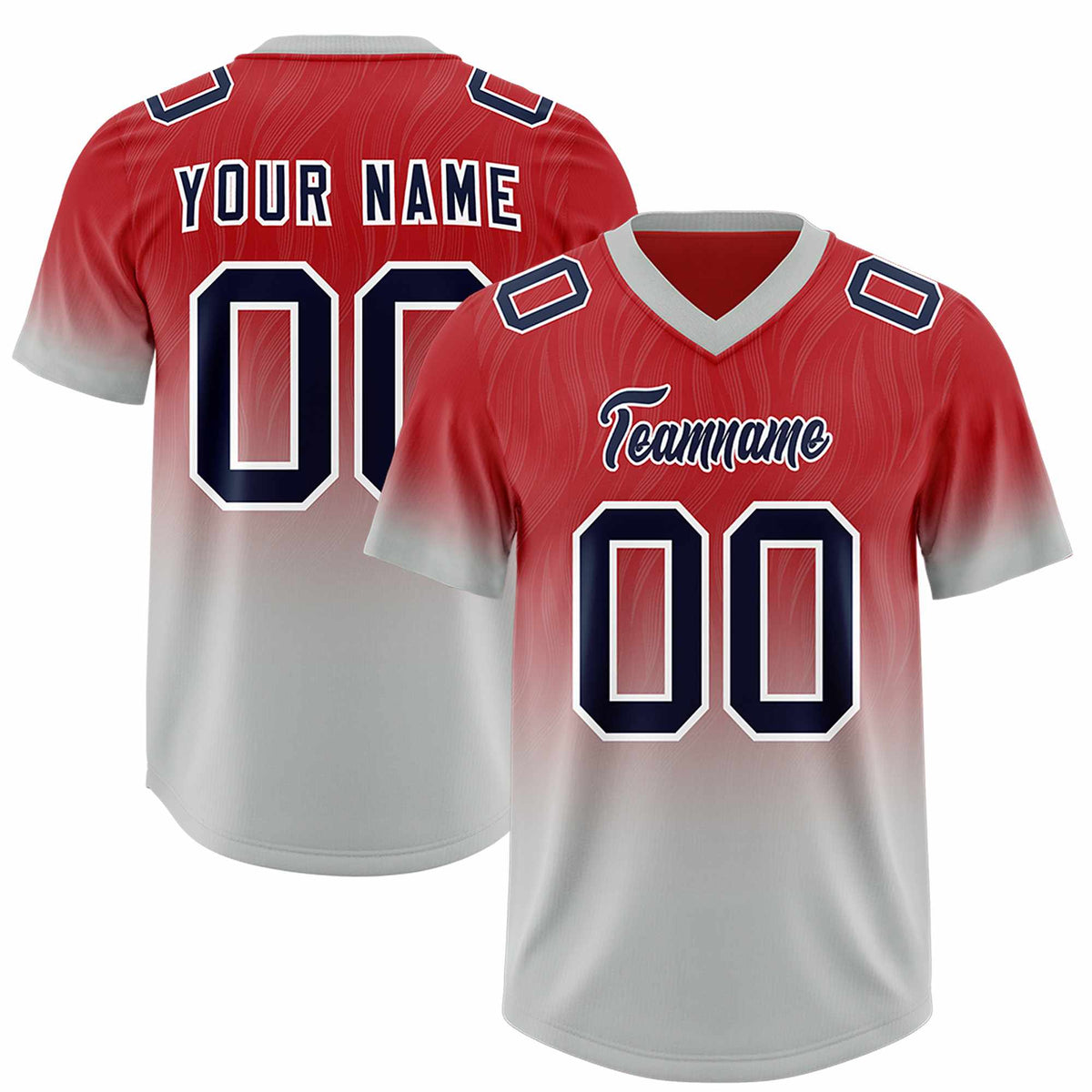 Custom Red Gray Gradient Fashion Outdoor Authentic Football Jersey