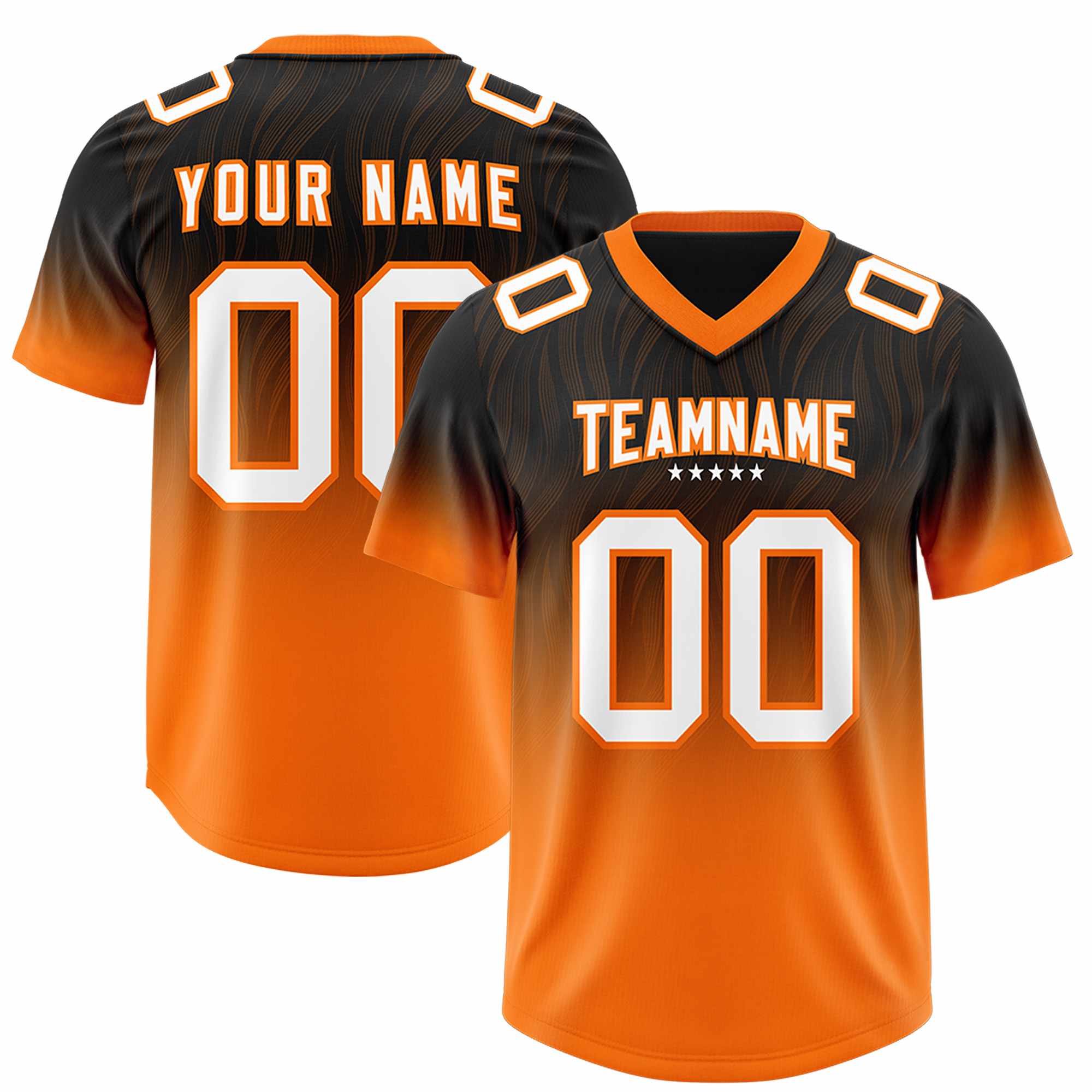 Custom Black Orange Gradient Fashion Outdoor Authentic Football Jersey