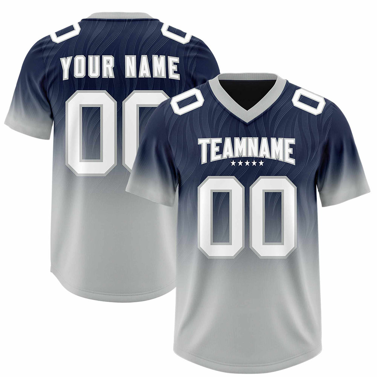 Custom Navy Gray Gradient Fashion Outdoor Authentic Football Jersey