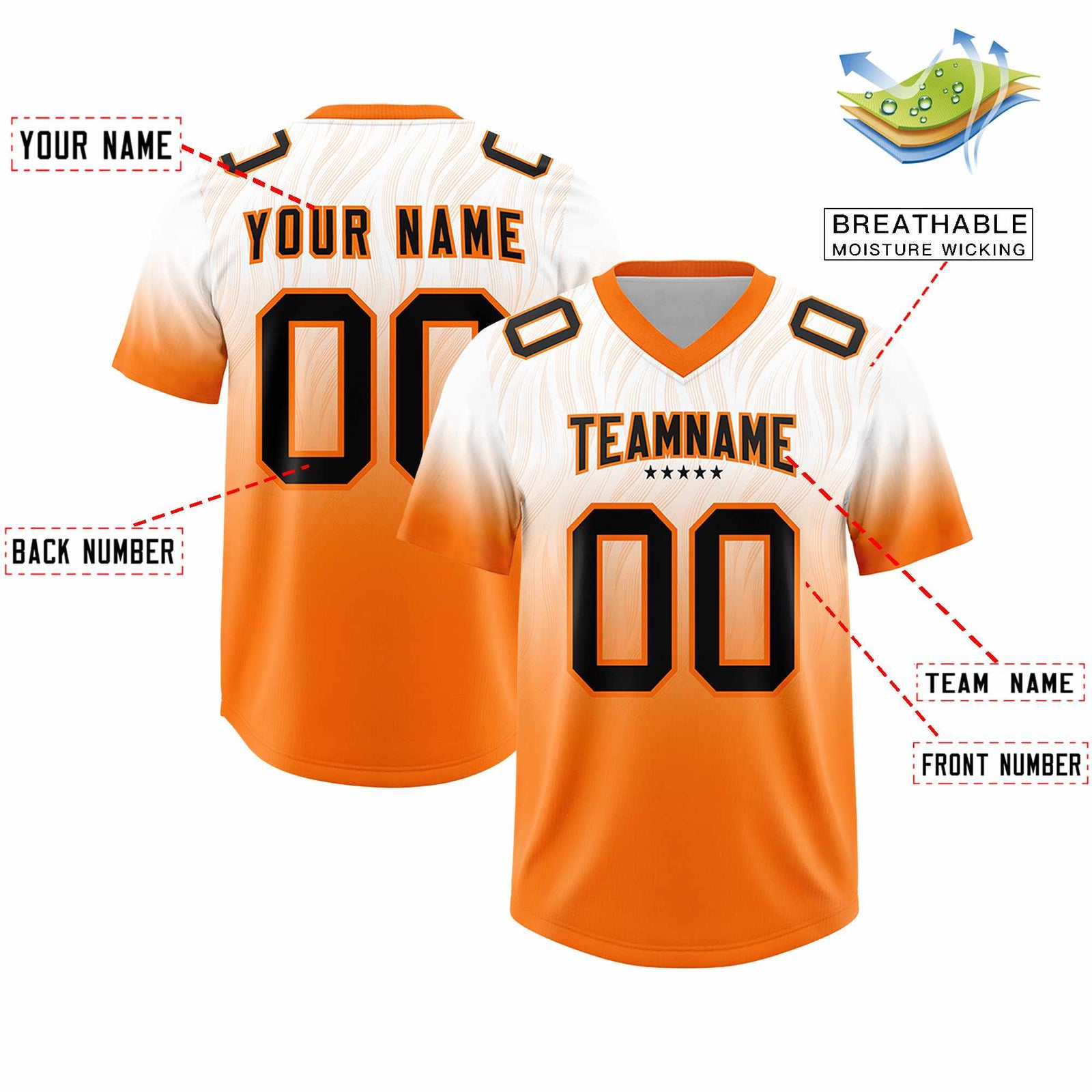 Custom White Orange Gradient Fashion Outdoor Authentic Football Jersey