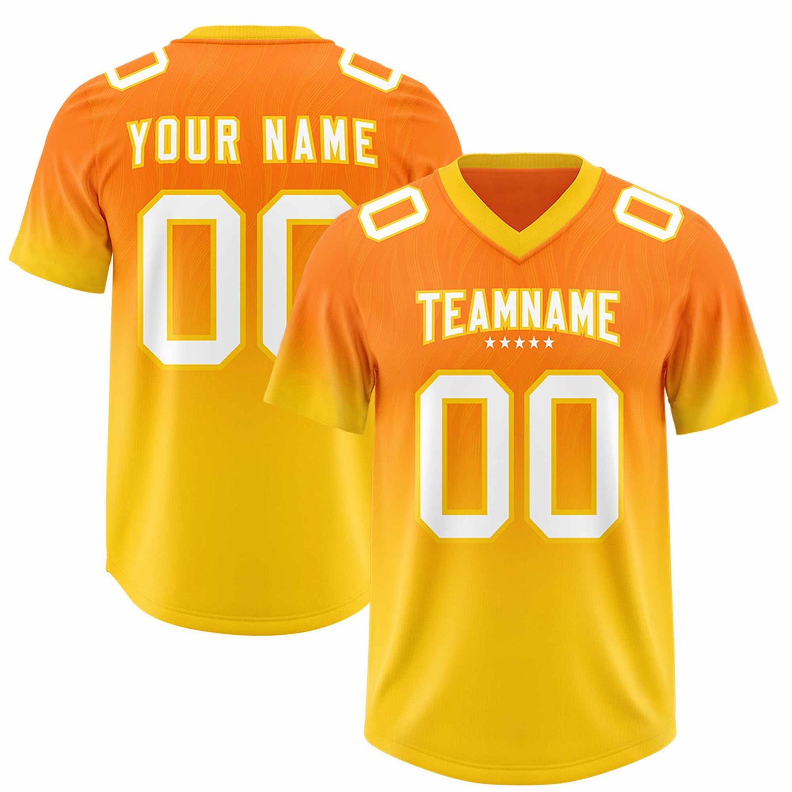 Custom Orange Gold Gradient Fashion Outdoor Authentic Football Jersey