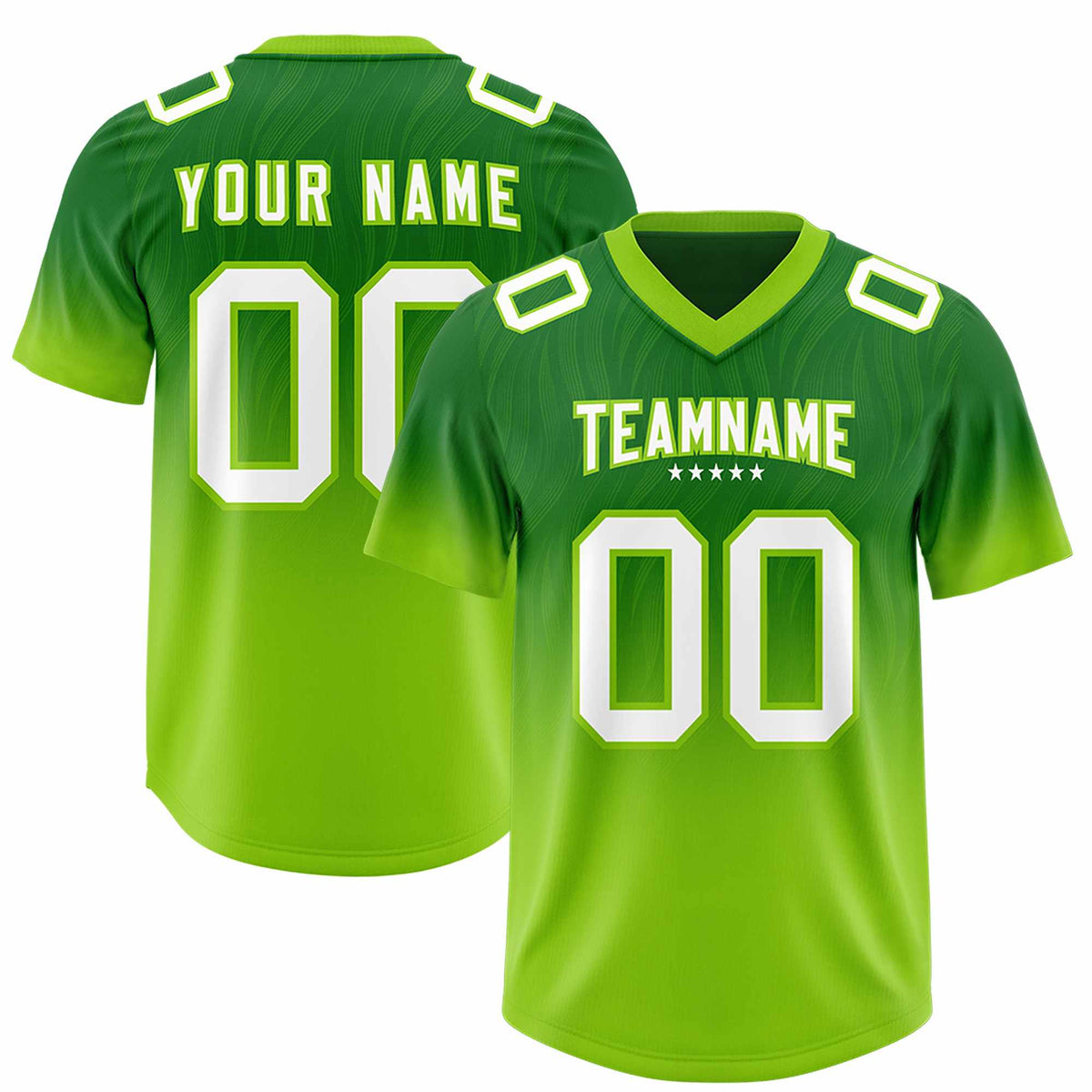 Custom Kelly Green Neon Green Gradient Fashion Outdoor Authentic Football Jersey