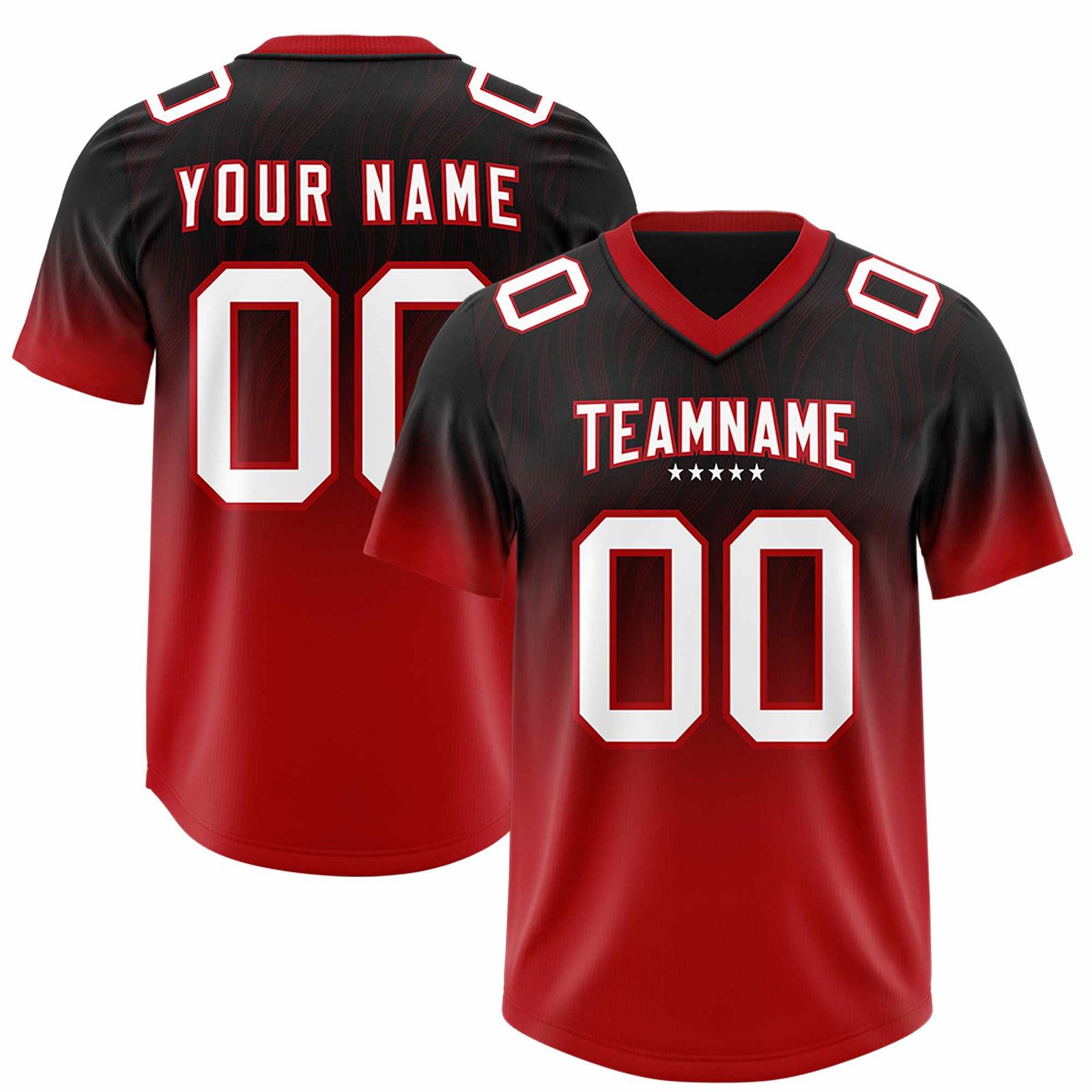 Custom Black Red Gradient Fashion Outdoor Authentic Football Jersey