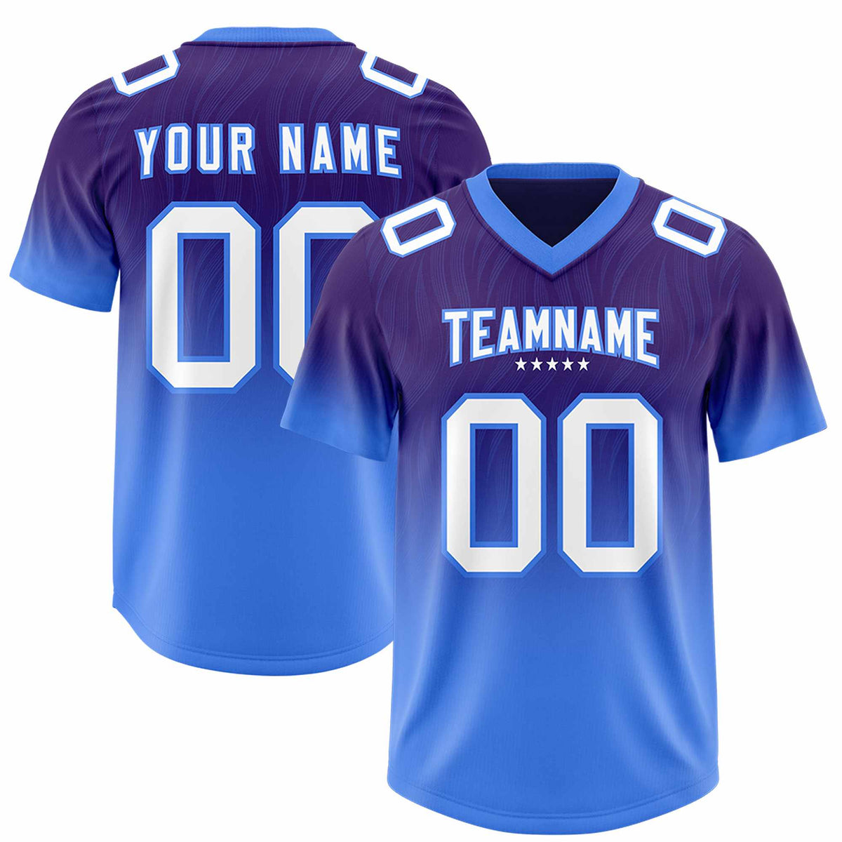 Custom Purple Powder Blue Gradient Fashion Outdoor Authentic Football Jersey