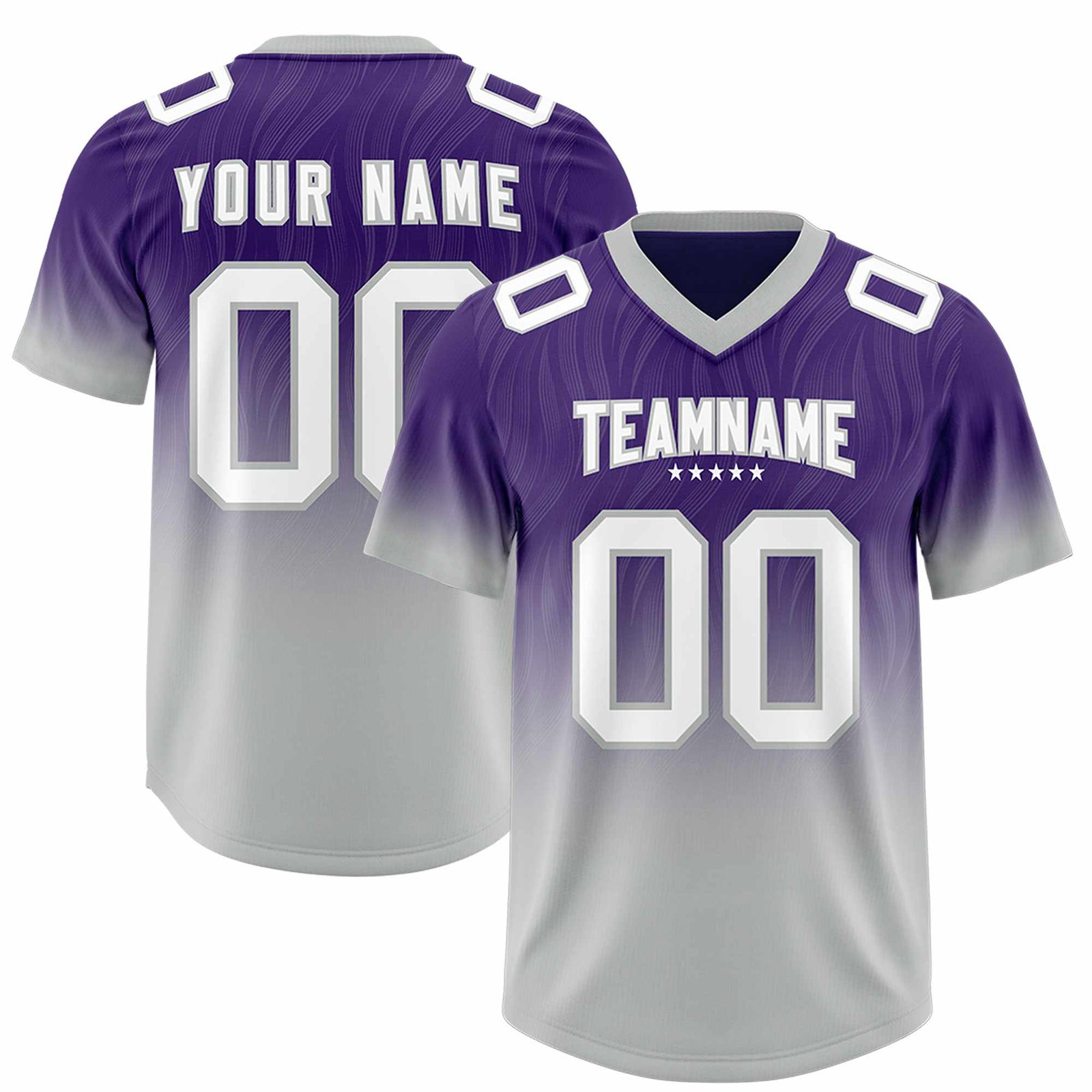 Custom Purple Gray Gradient Fashion Outdoor Authentic Football Jersey
