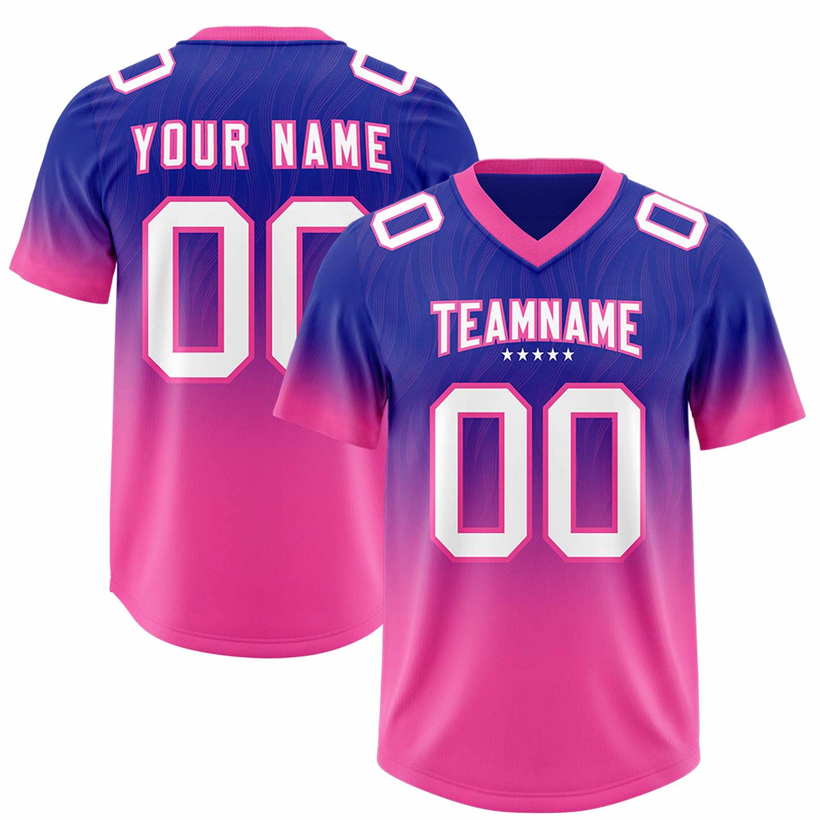 Custom Royal Pink Gradient Fashion Outdoor Authentic Football Jersey