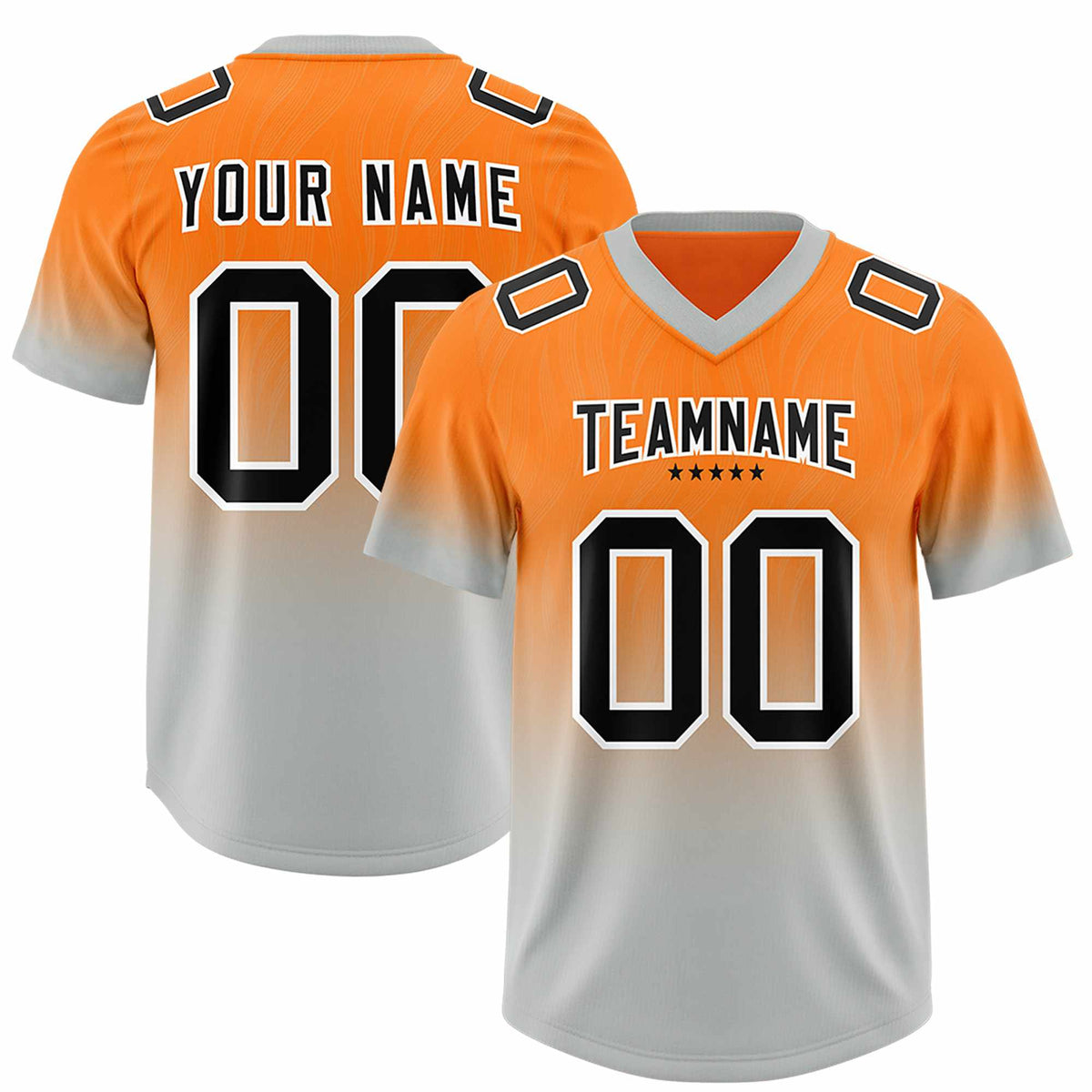 Custom Orange Gray Gradient Fashion Outdoor Authentic Football Jersey