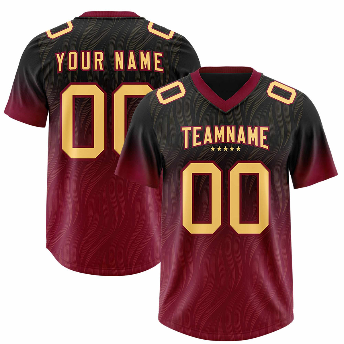 Custom Black Cardinal Gradient Fashion Outdoor Authentic Football Jersey