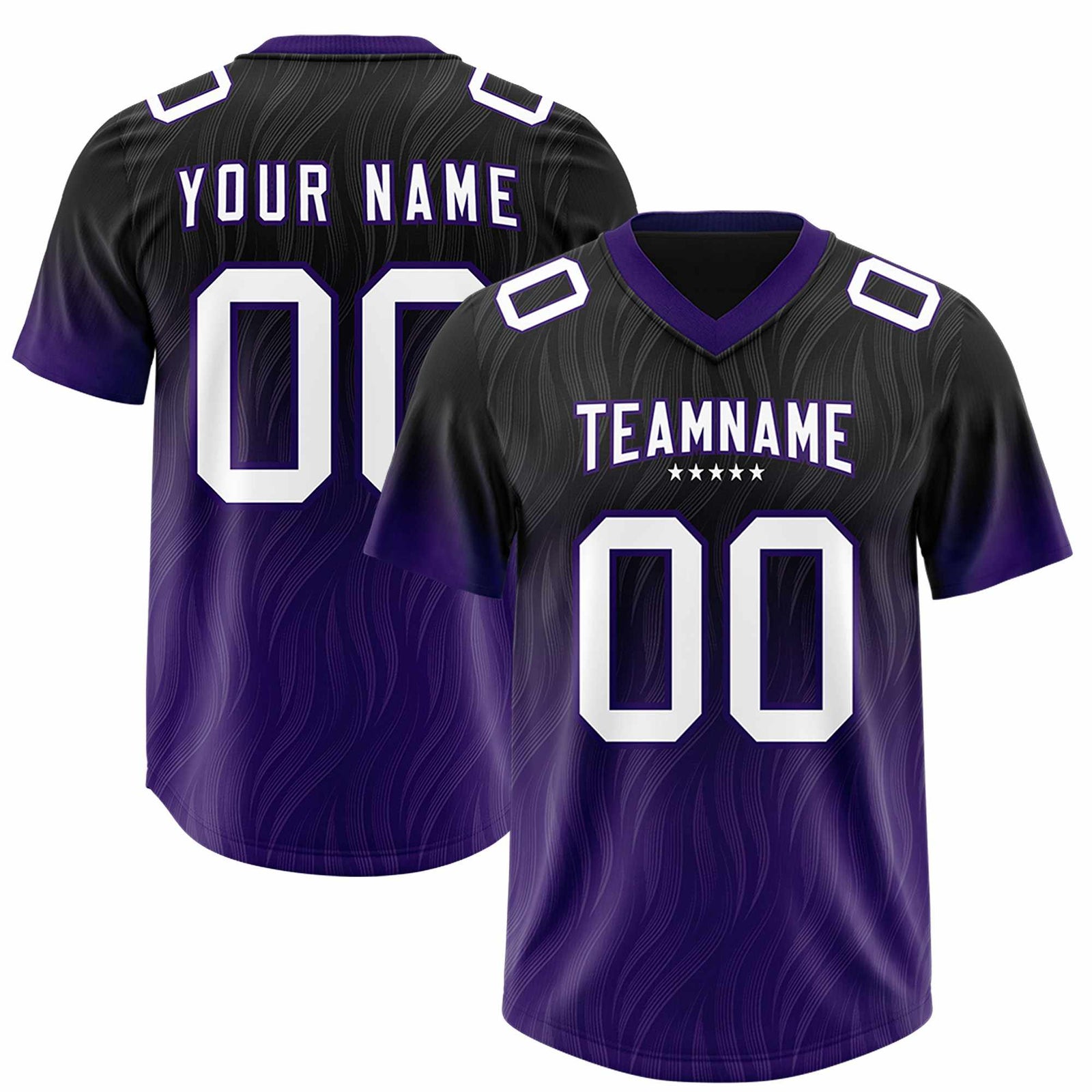 Custom Black Purple Gradient Fashion Outdoor Authentic Football Jersey