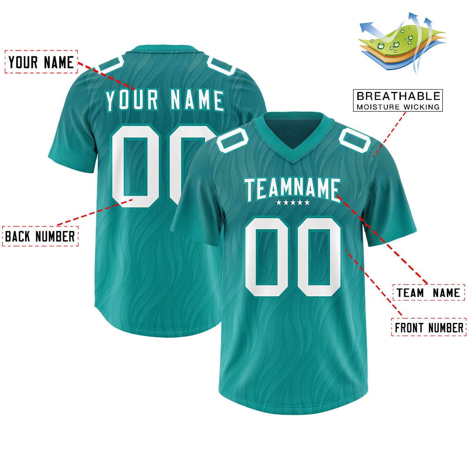 Custom Aqua Aqua Gradient Fashion Outdoor Authentic Football Jersey