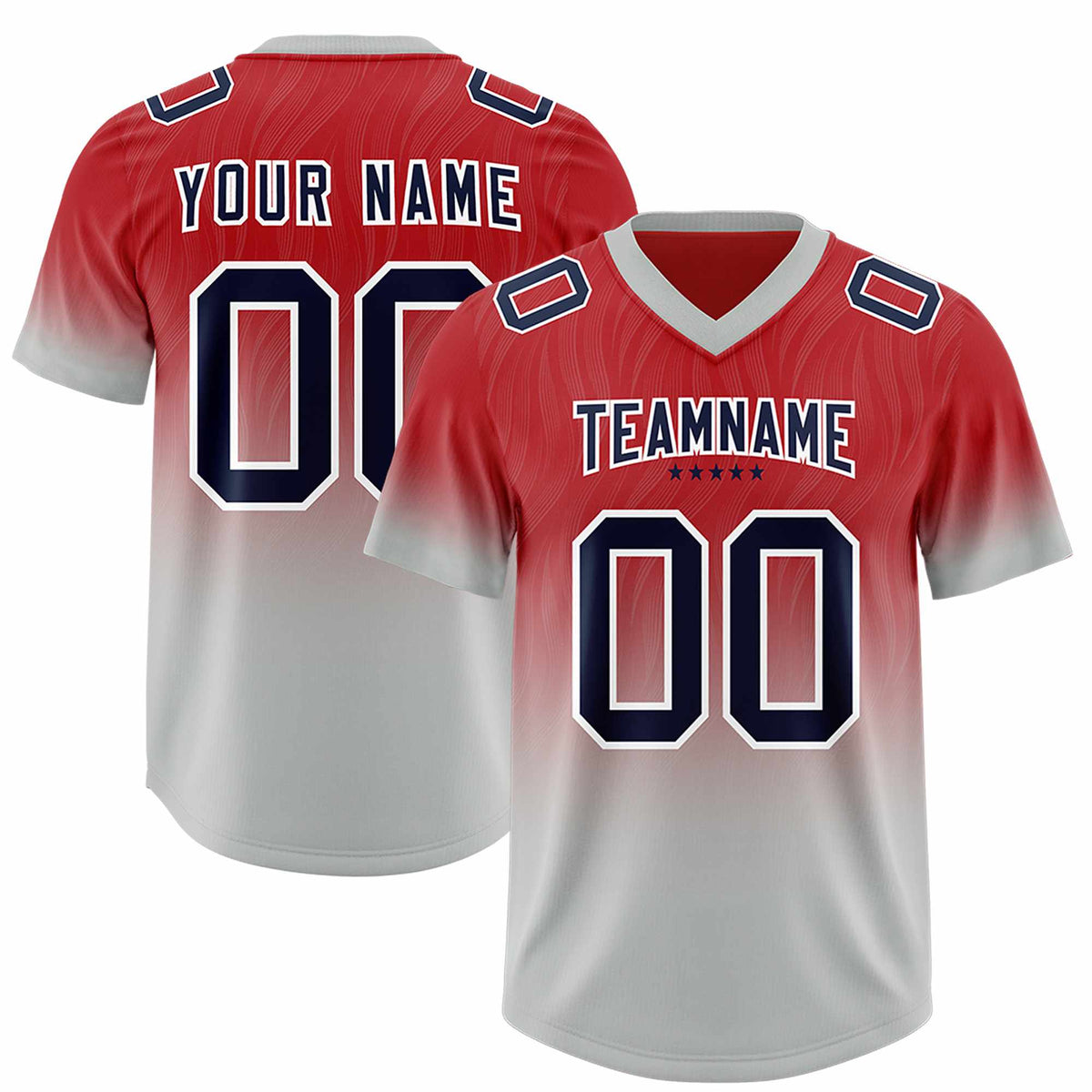Custom Red Gray Gradient Fashion Outdoor Authentic Football Jersey