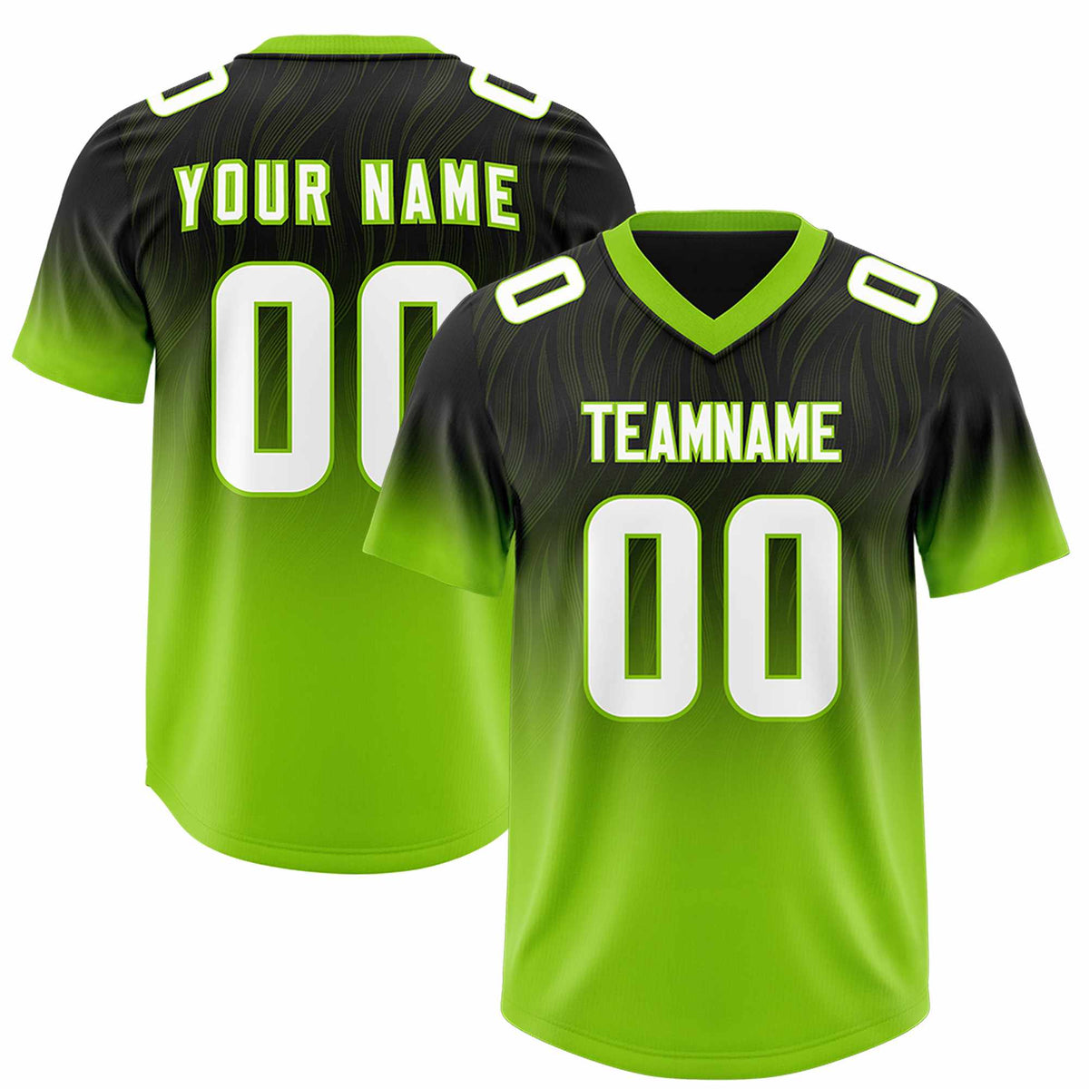 Custom Black Neon Green Gradient Fashion Outdoor Authentic Football Jersey