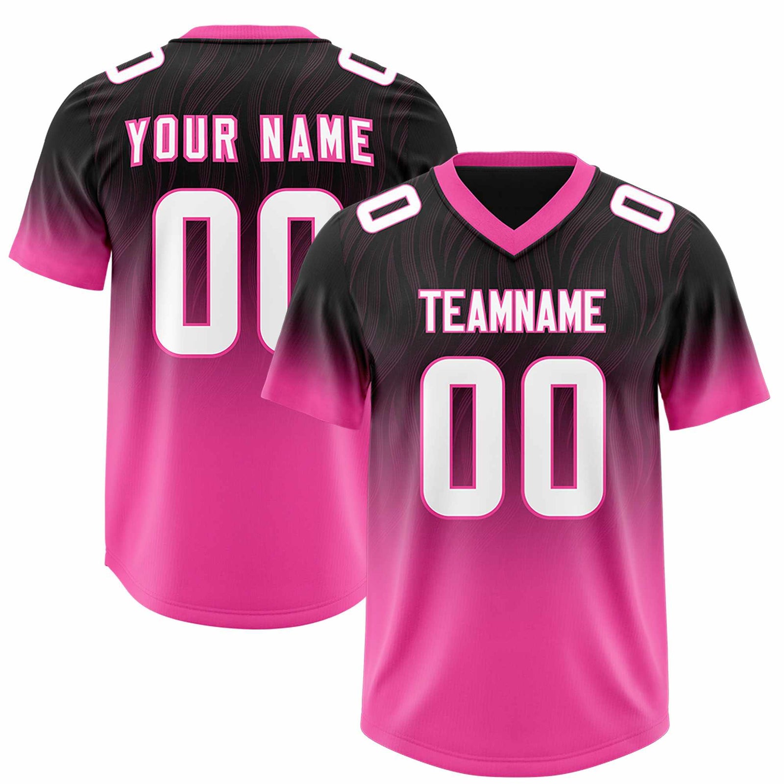 Custom Black Pink Gradient Fashion Outdoor Authentic Football Jersey