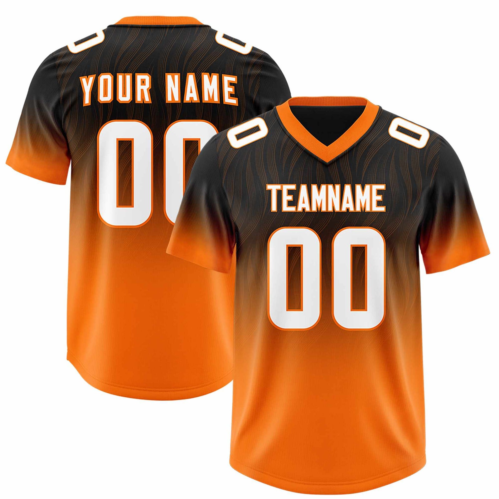 Custom Black Orange Gradient Fashion Outdoor Authentic Football Jersey