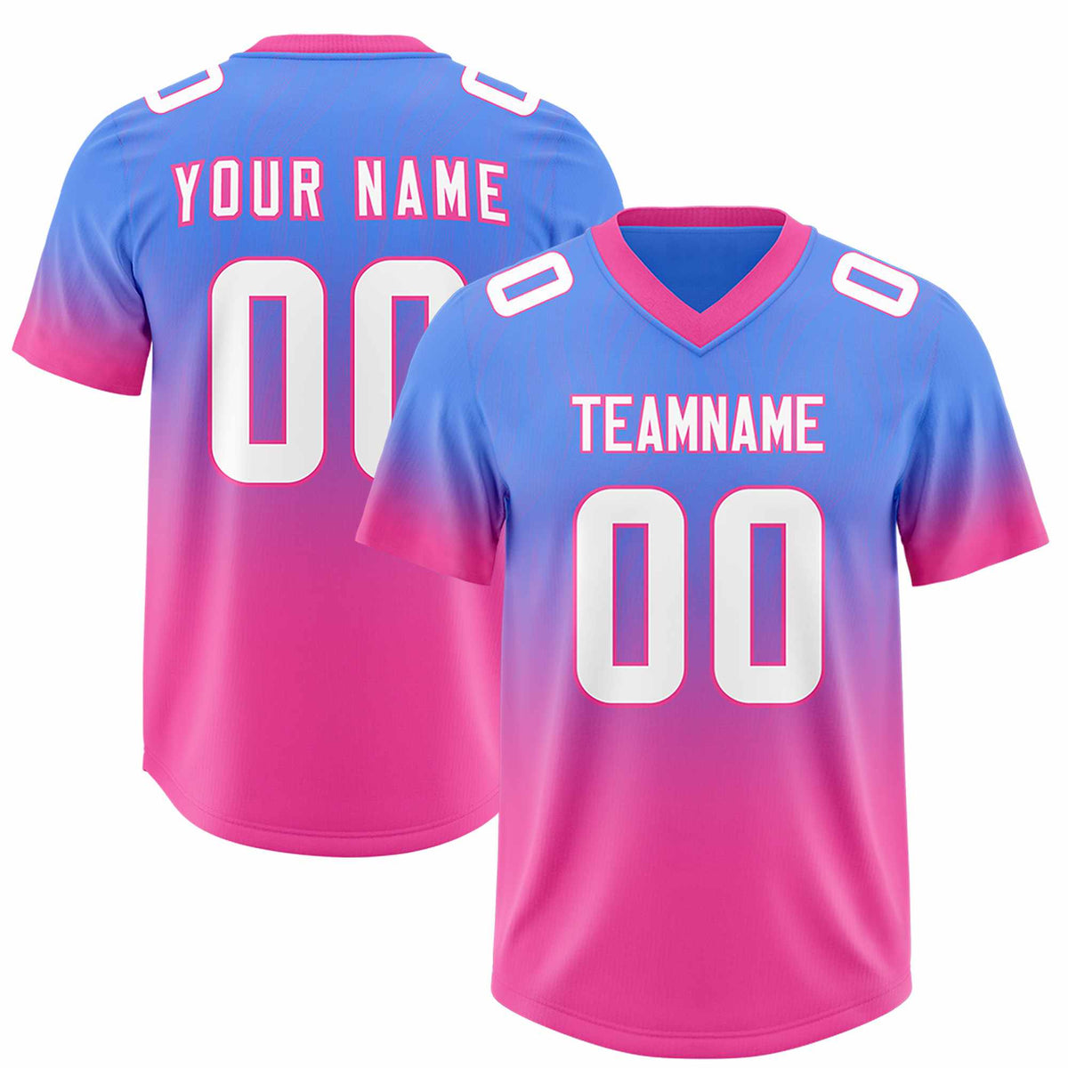 Custom Powder Blue Pink Gradient Fashion Outdoor Authentic Football Jersey