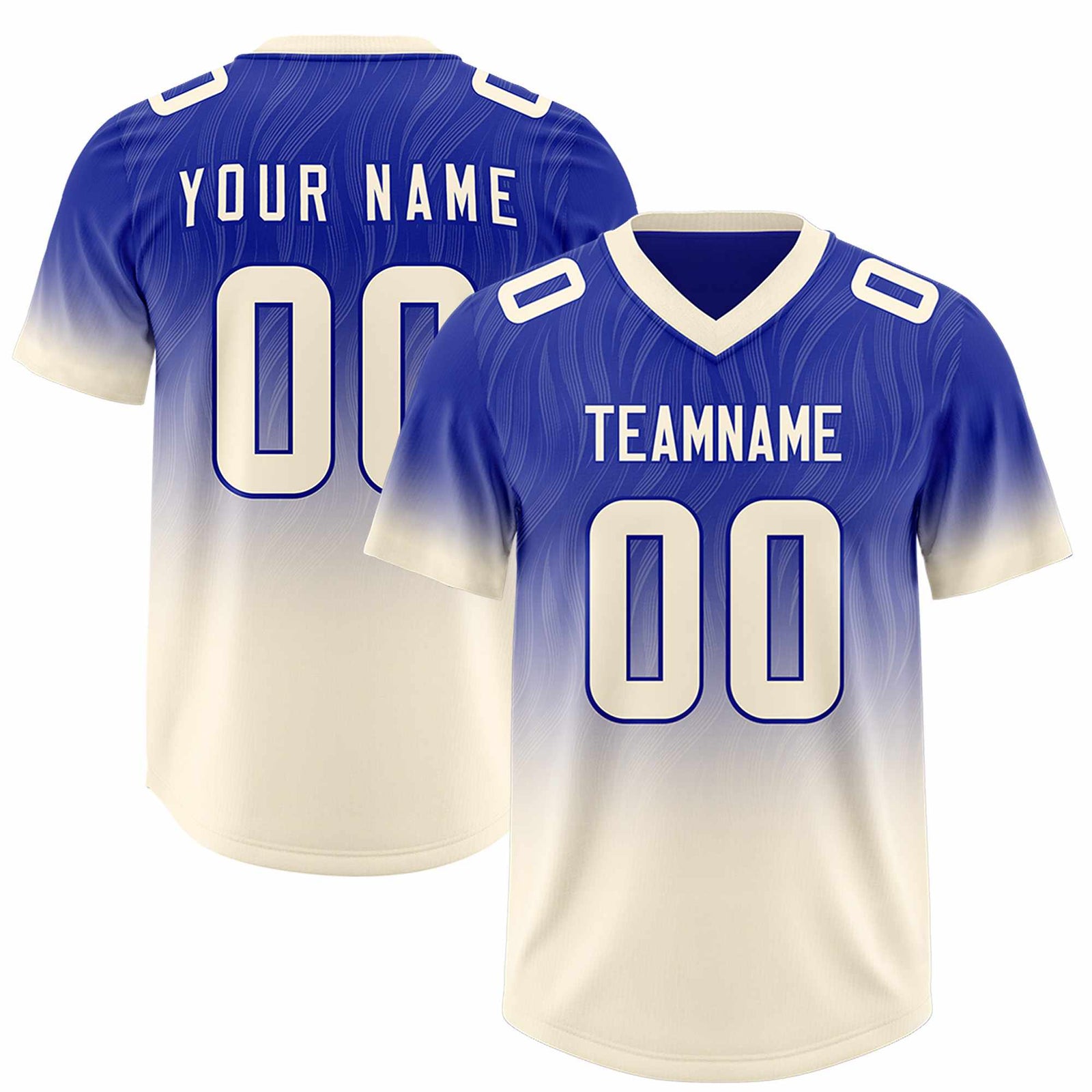Custom Royal Cream Gradient Fashion Outdoor Authentic Football Jersey