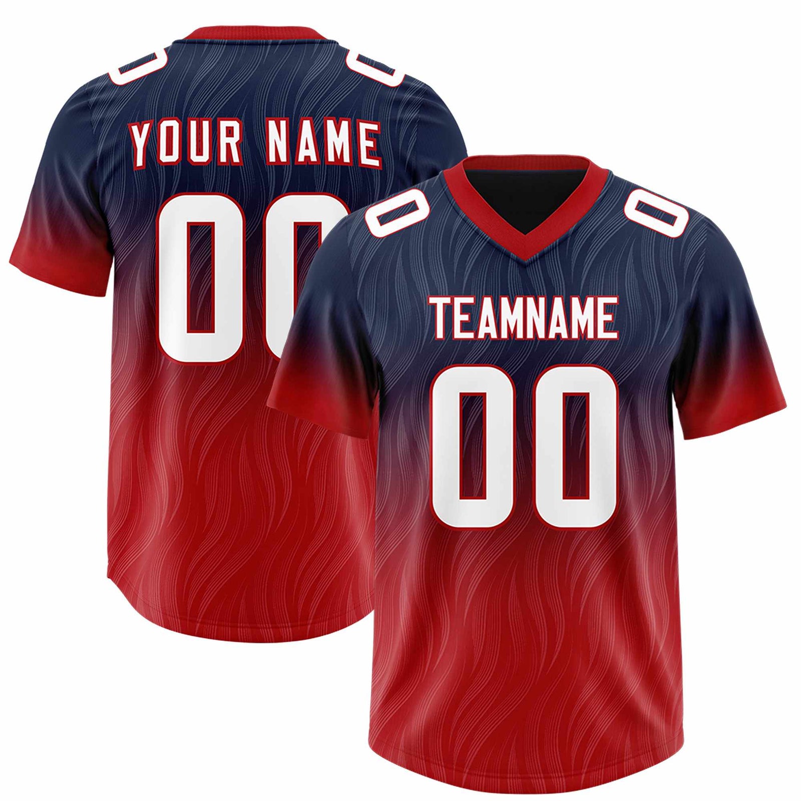 Custom Navy Red Gradient Fashion Outdoor Authentic Football Jersey