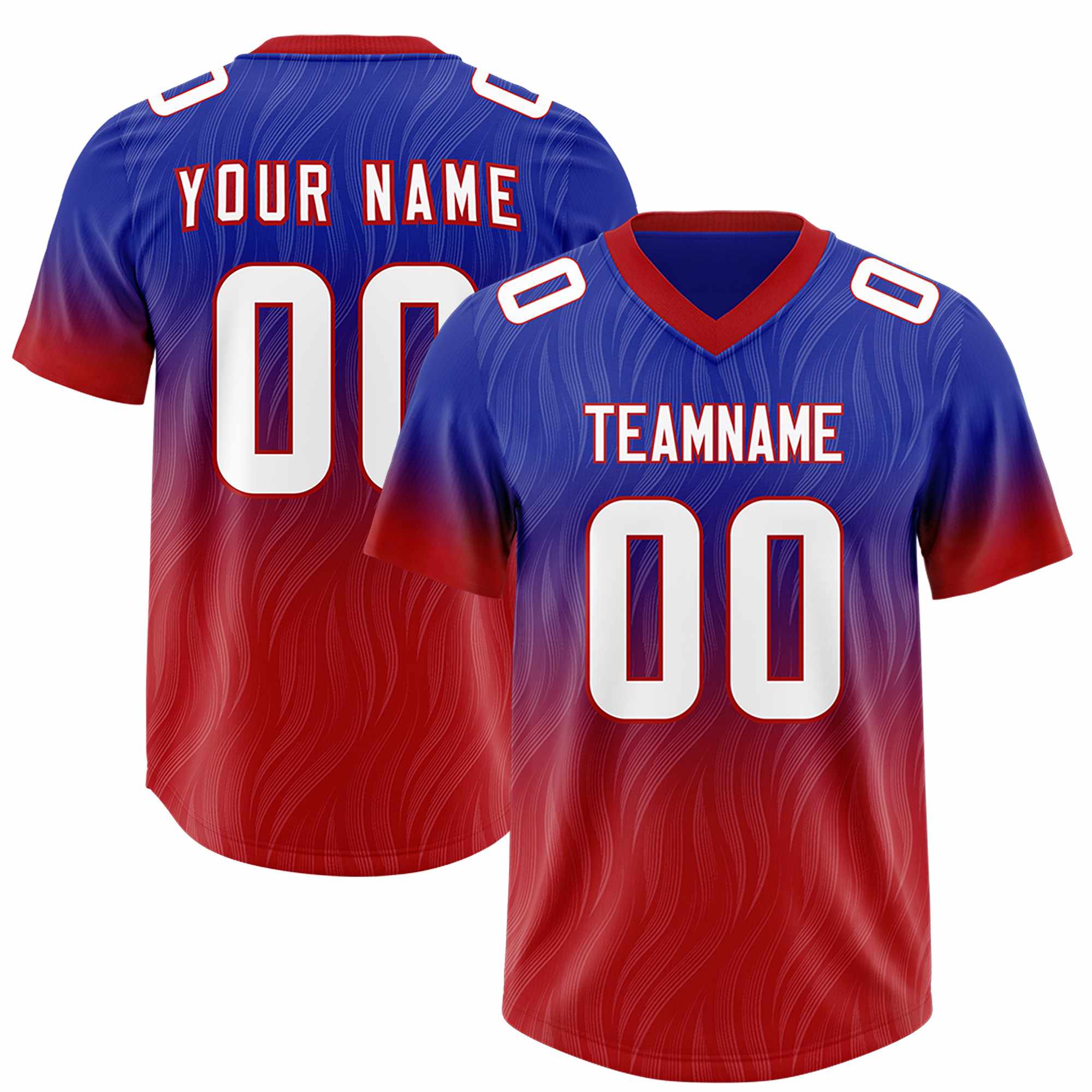 Custom Royal Red Gradient Fashion Outdoor Authentic Football Jersey