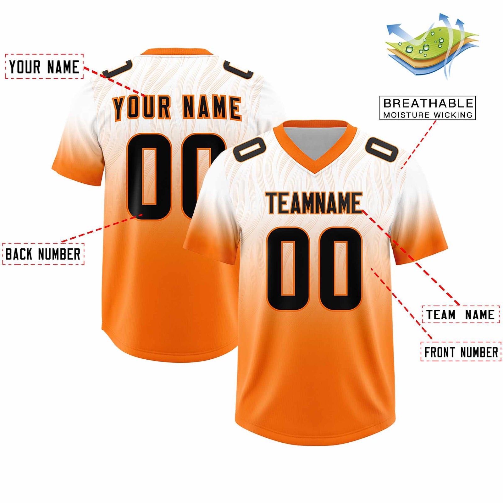 Custom White Orange Gradient Fashion Outdoor Authentic Football Jersey