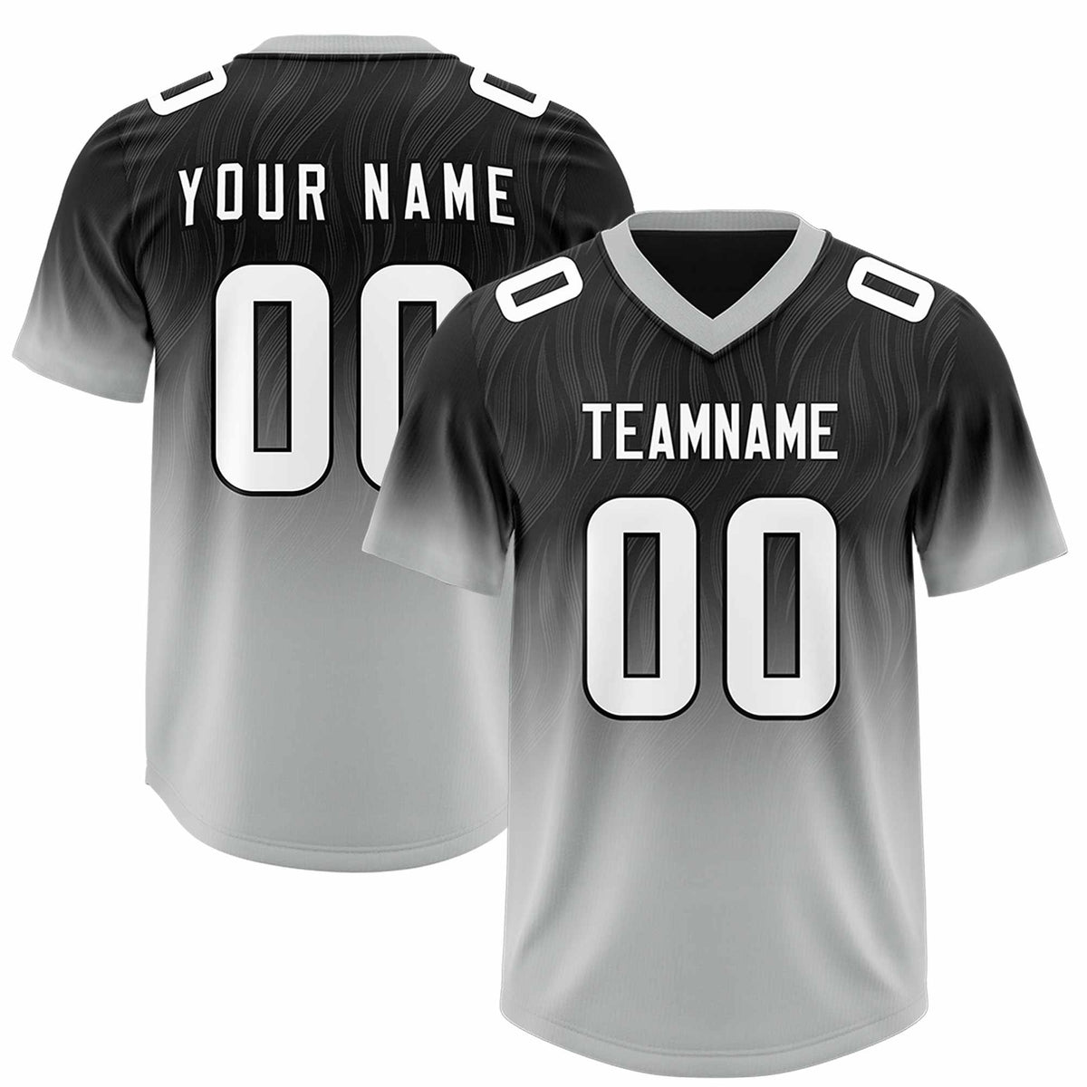 Custom Black Gray Gradient Fashion Outdoor Authentic Football Jersey