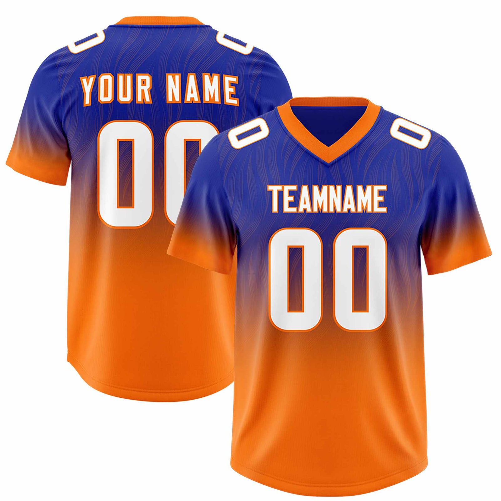 Custom Royal Orange Gradient Fashion Outdoor Authentic Football Jersey