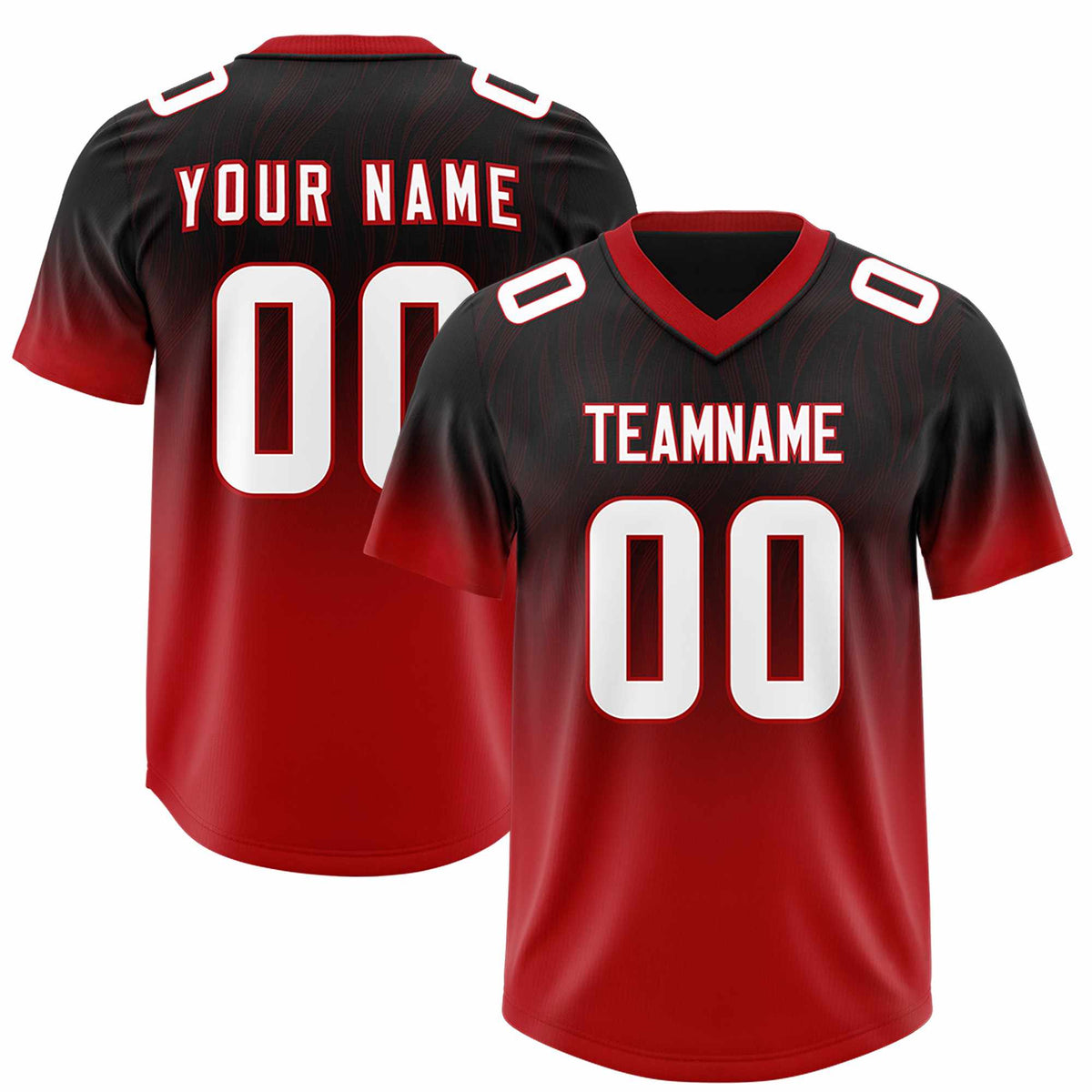 Custom Black Red Gradient Fashion Outdoor Authentic Football Jersey