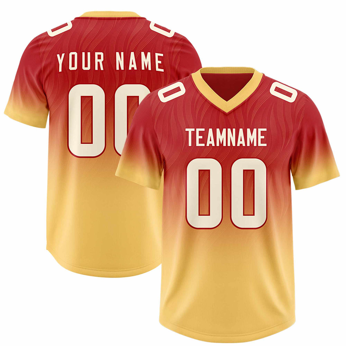 Custom Red Khaki Gradient Fashion Outdoor Authentic Football Jersey