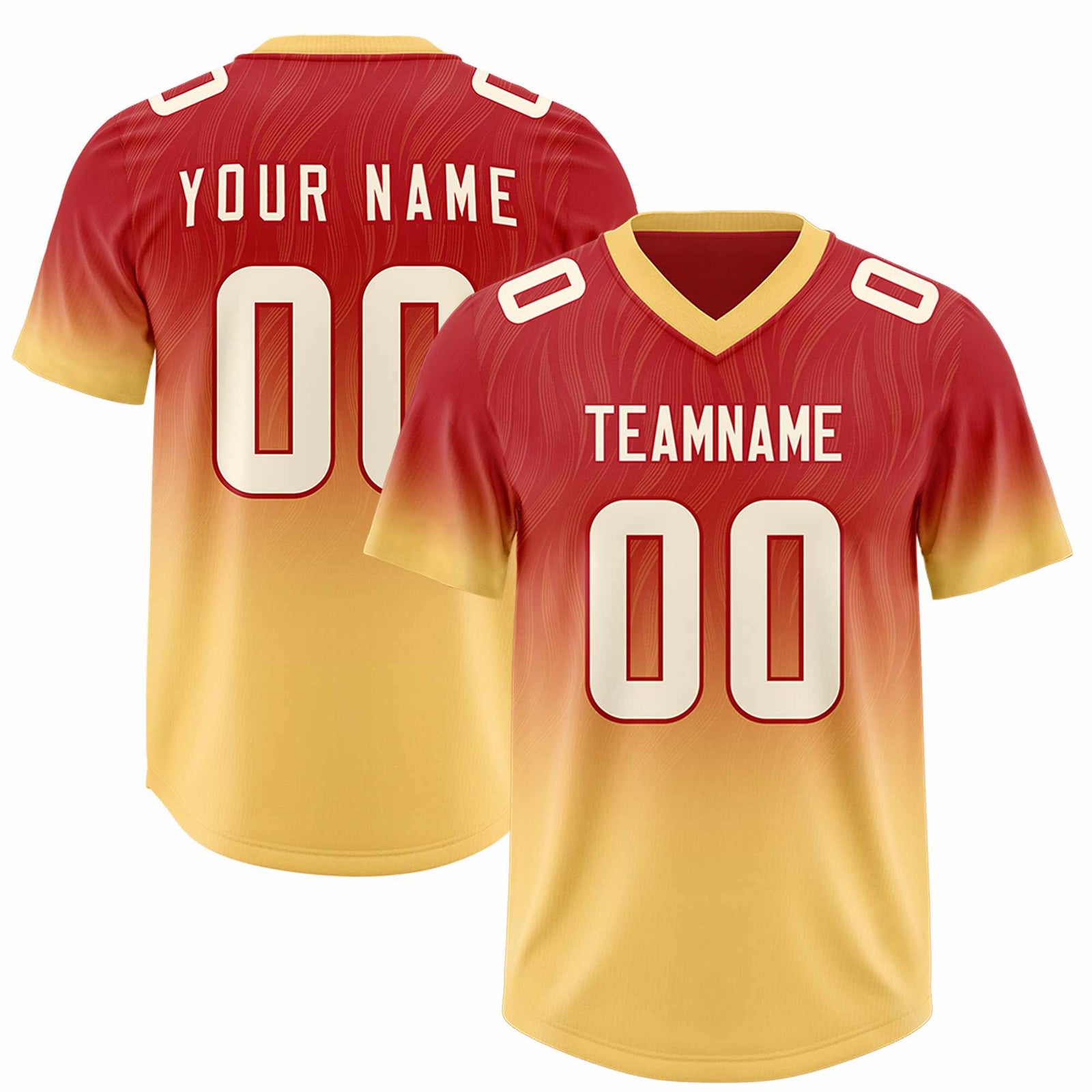 Custom Red Khaki Gradient Fashion Outdoor Authentic Football Jersey