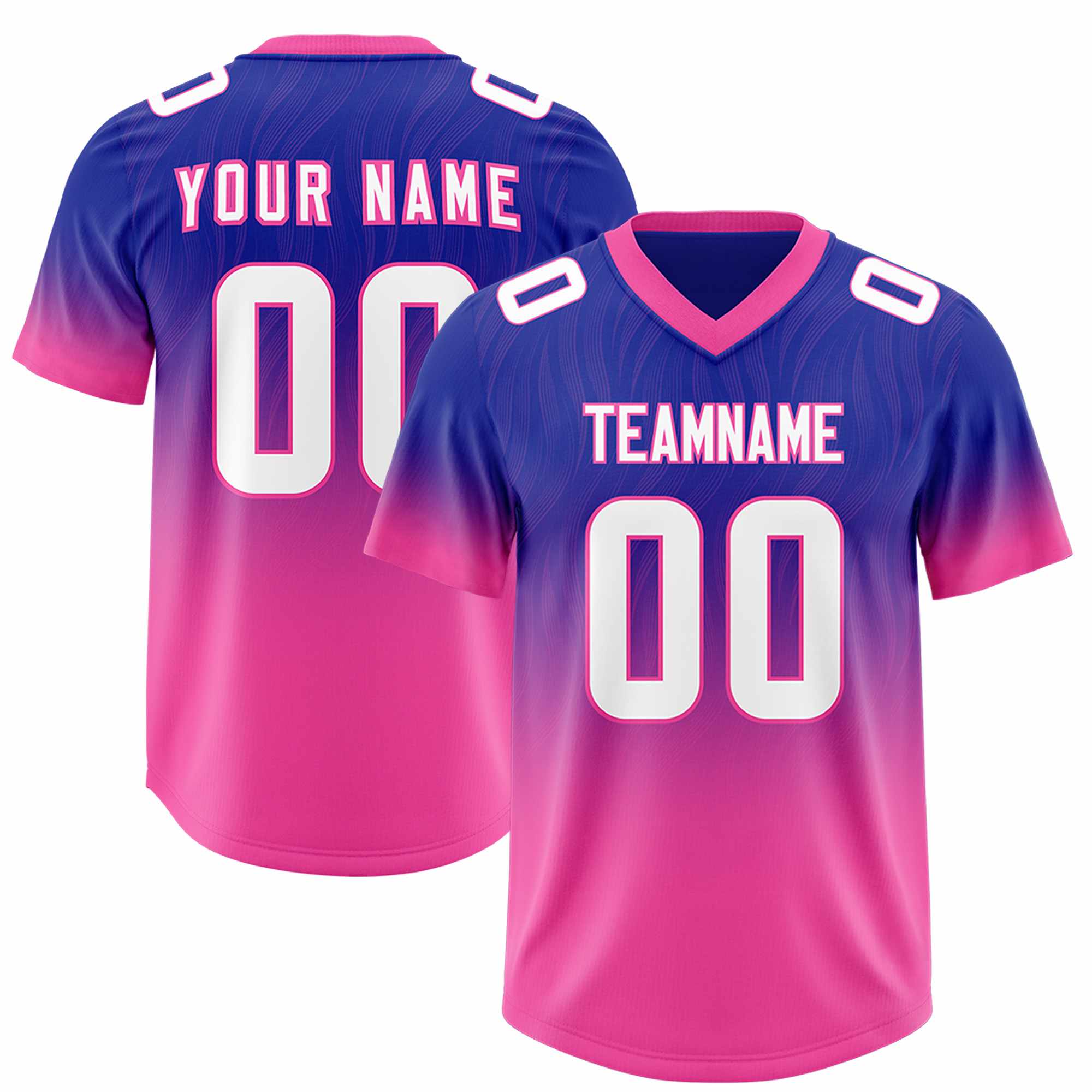 Custom Royal Pink Gradient Fashion Outdoor Authentic Football Jersey