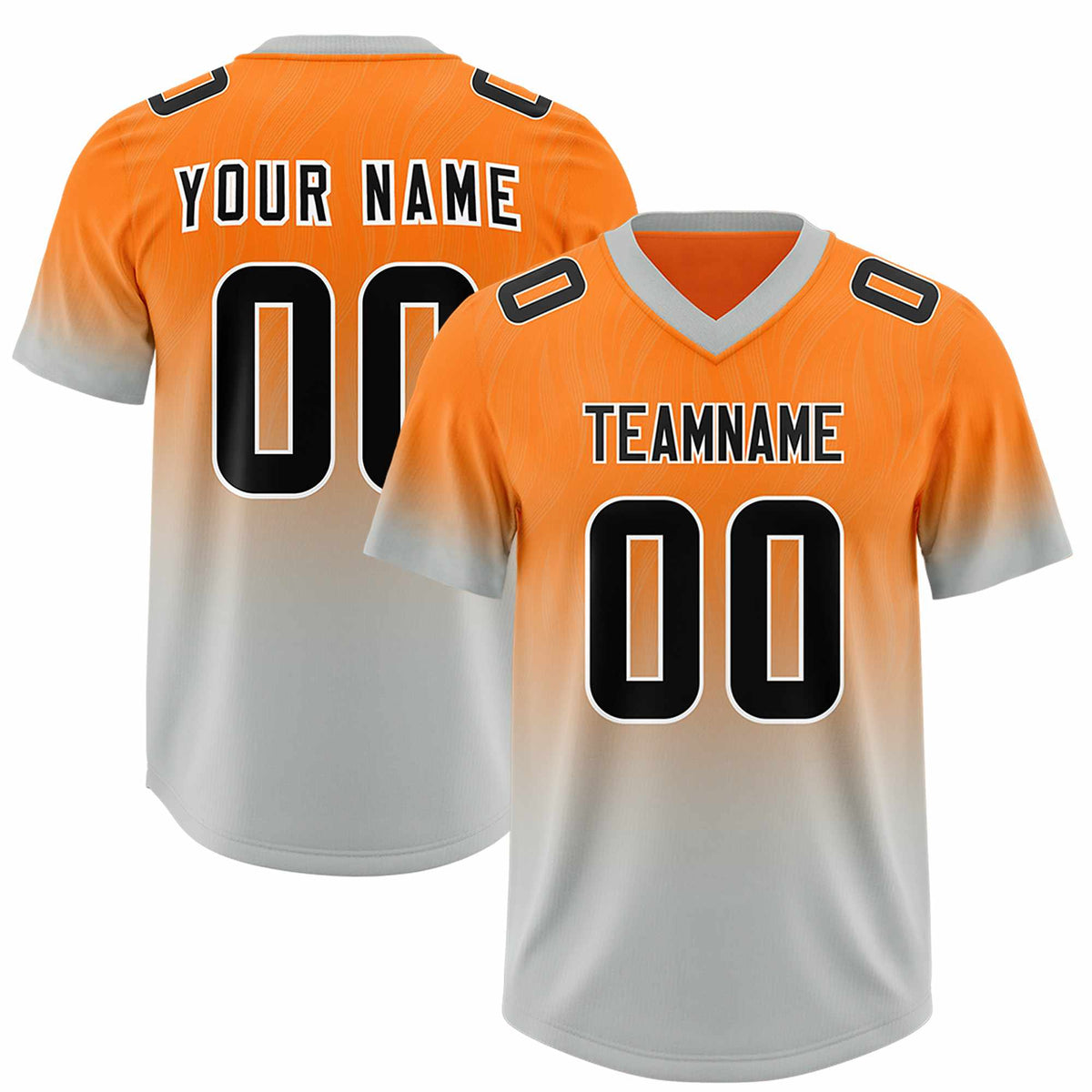 Custom Orange Gray Gradient Fashion Outdoor Authentic Football Jersey
