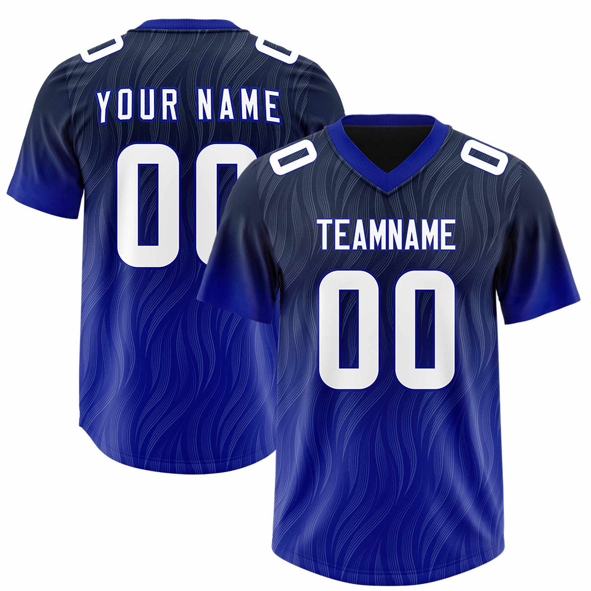Custom Navy Royal Gradient Fashion Outdoor Authentic Football Jersey